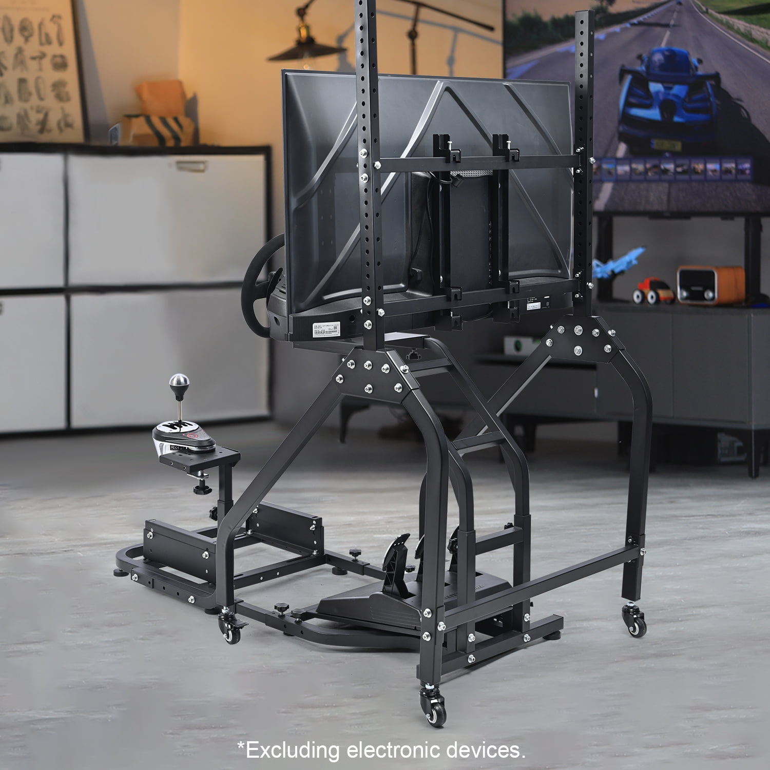 Marada Racing Simulator Cockpit with Single Monitor Mount (Black, 250 lb Capacity) f8cbe