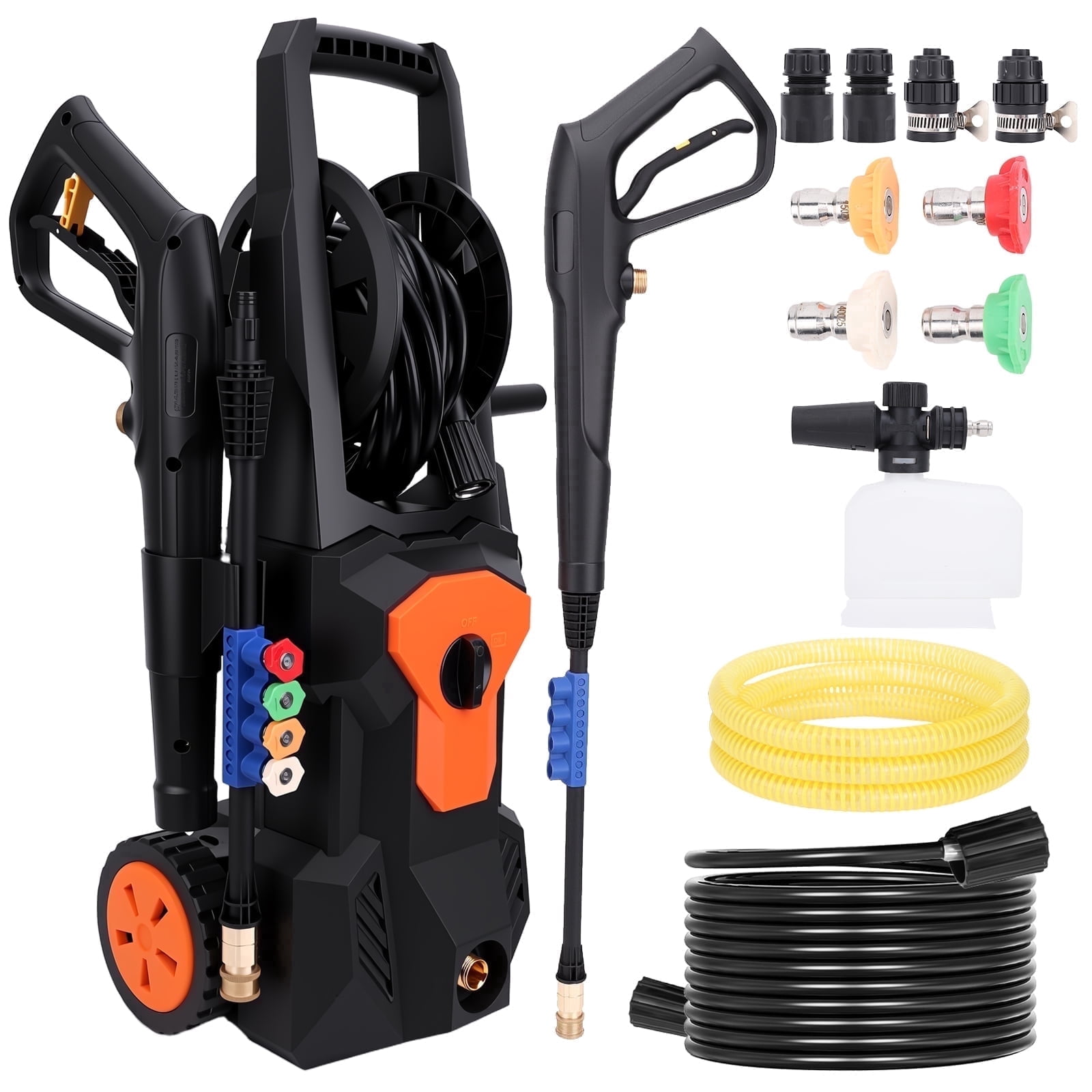 Ldyso Electric Pressure Washer, 4500 PSI 3.2 GPM Power Washer with Hose Reel and 4 Spray Nozzles (33 ft Hose) h1q5h