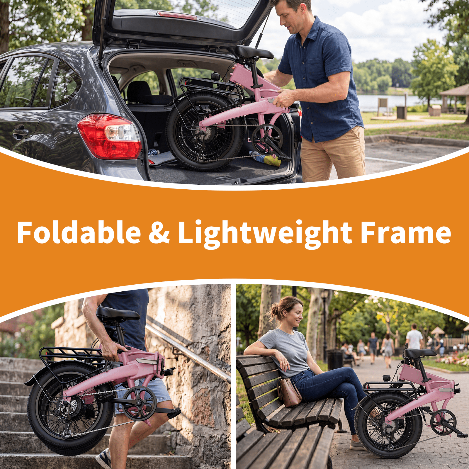 YareYi Electric Bicycle for Adults, Folding E-Bike with 750W Motor, 48V Battery, 25 MPH Speed (Pink, 20 in) ufsul