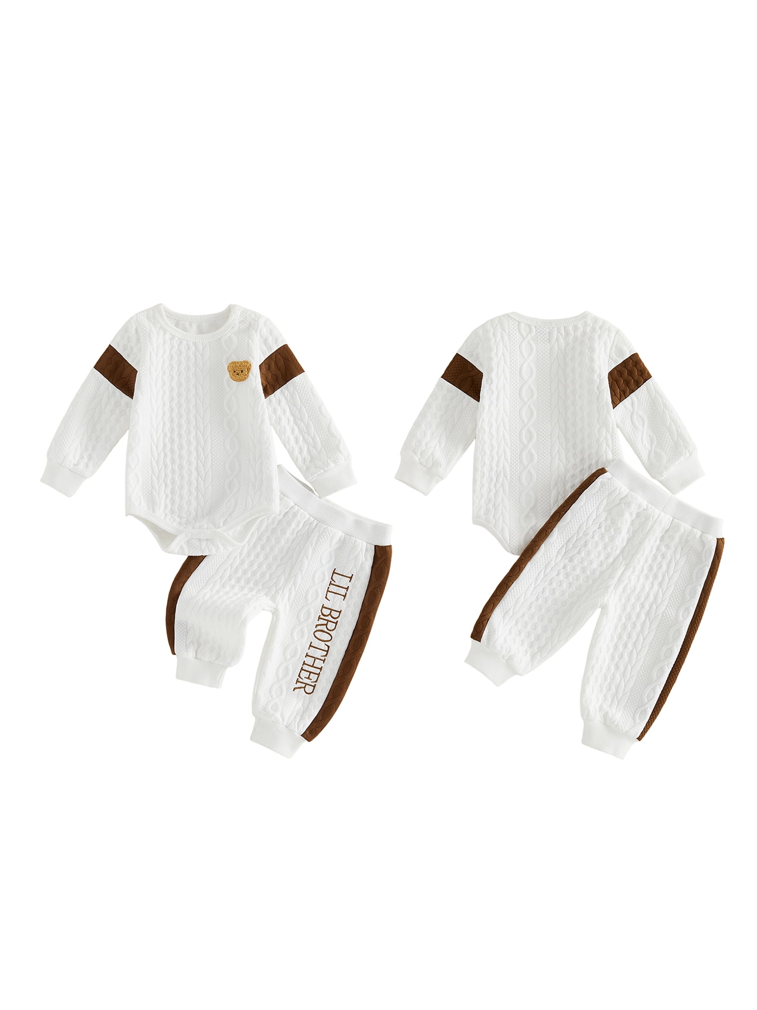 BemeyourBBs Baby Boy Long Sleeve Romper and Striped Pants Set (White, 0-3 Months) n23u1