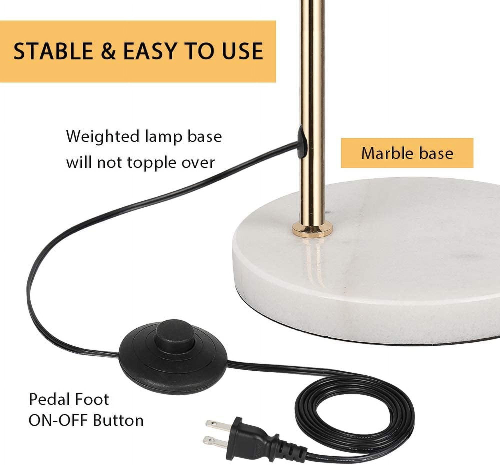 Haitral Industrial Floor Lamp with Marble Base, Modern Standing Light for Living Room (Gold, 64.1 in) ralje