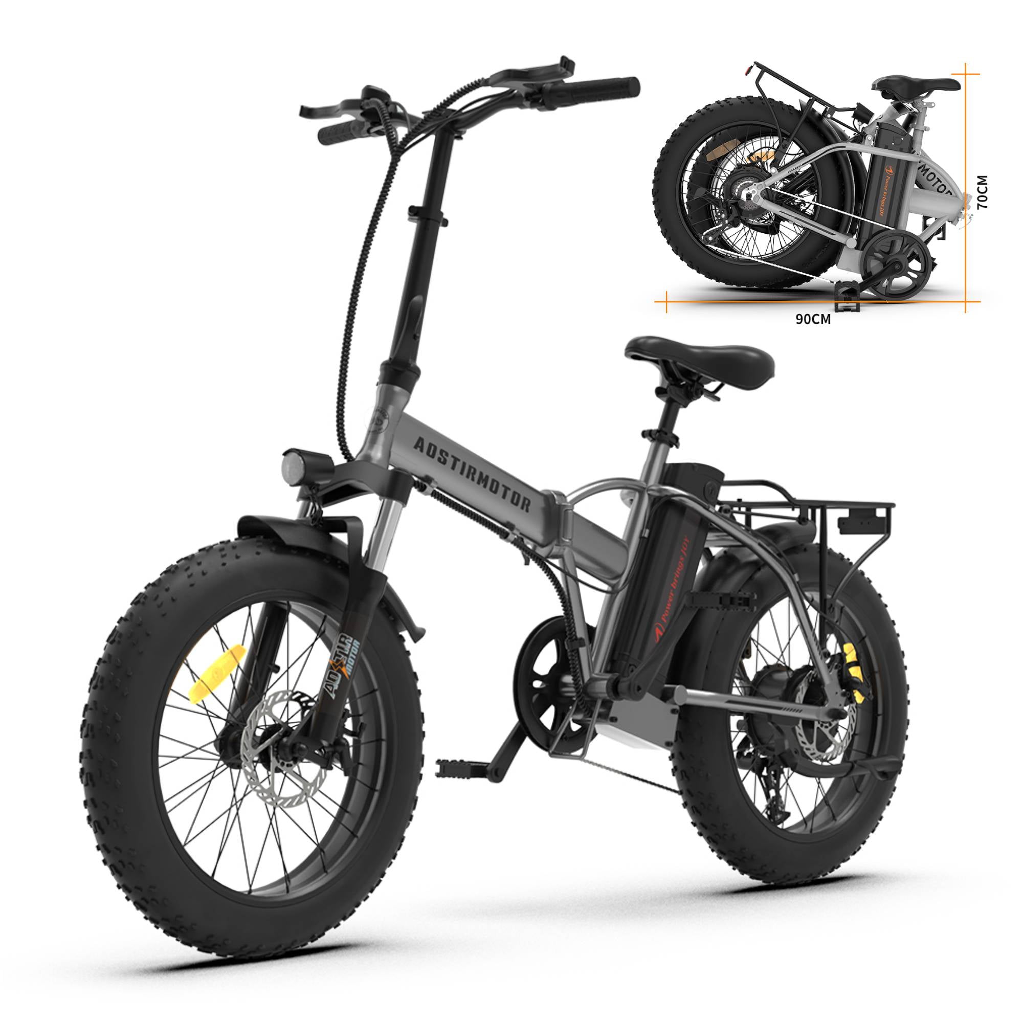Aostirmotor Folding Electric Bike, 750W Motor, 20 in Fat Tire, 48V Removable Battery (Black, 260 lb Capacity) i57tt