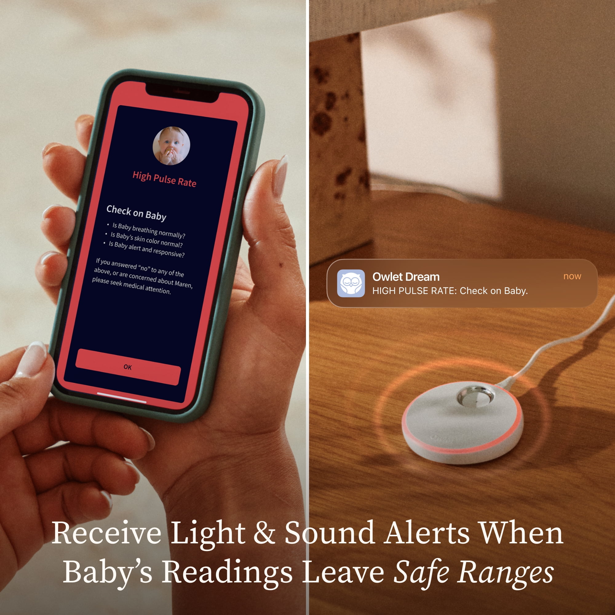 Owlet Dream Duo Gen 3 Smart Baby Monitor System with Oxygen and Pulse Rate Tracking and 2K HD Video Camera (Dusty Rose, 1 Pack) x3lxu - Image 6