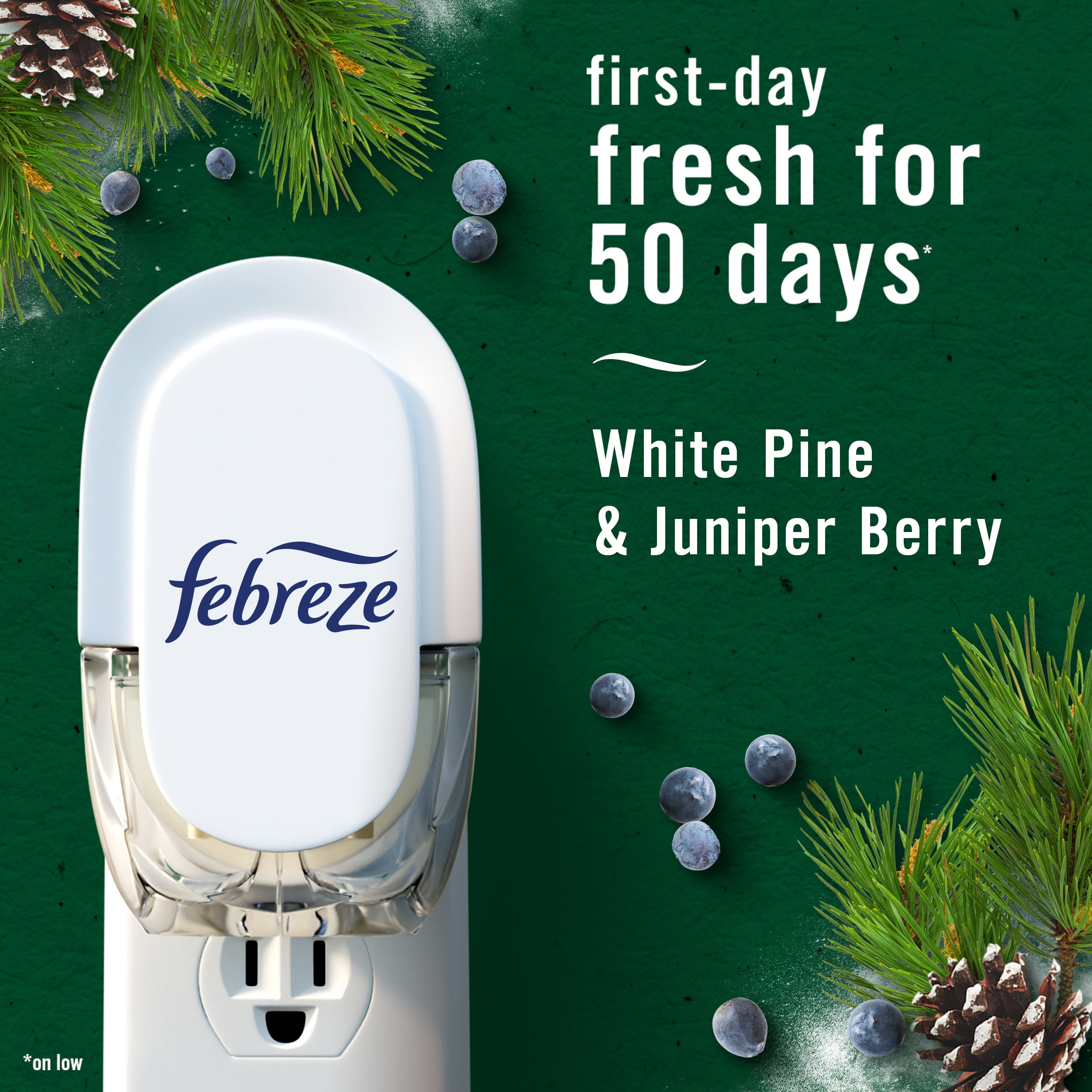 Febreze Fade Defy PLUG Air Freshener Refill, Pine & Berry Scent, Odor-Fighting Oil (2 Refills) z707x