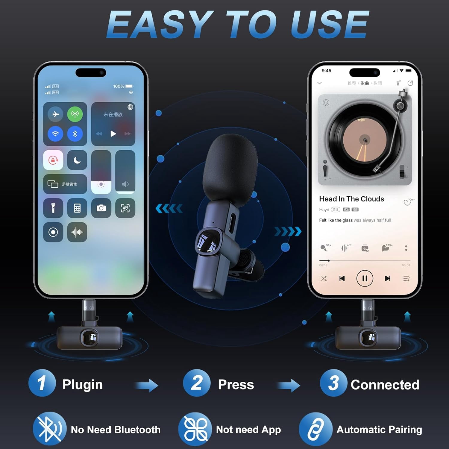 XINNIUT Wireless Lavalier Microphone System with Noise Cancellation (Black, 2-Pack) 57jjw