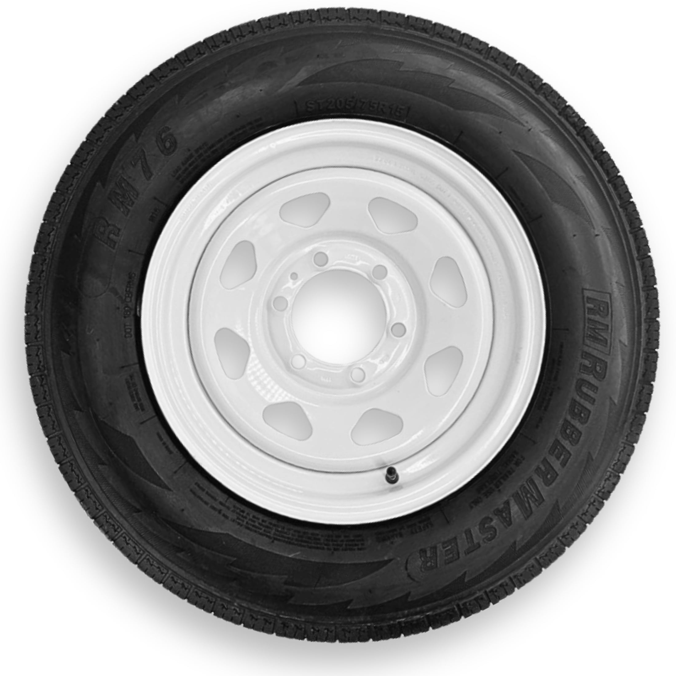 RubberMaster ST205/75R15 8 Ply Highway Rib Tire and Wheel Assembly (White, 6 on 5.5 in) 1cpm6