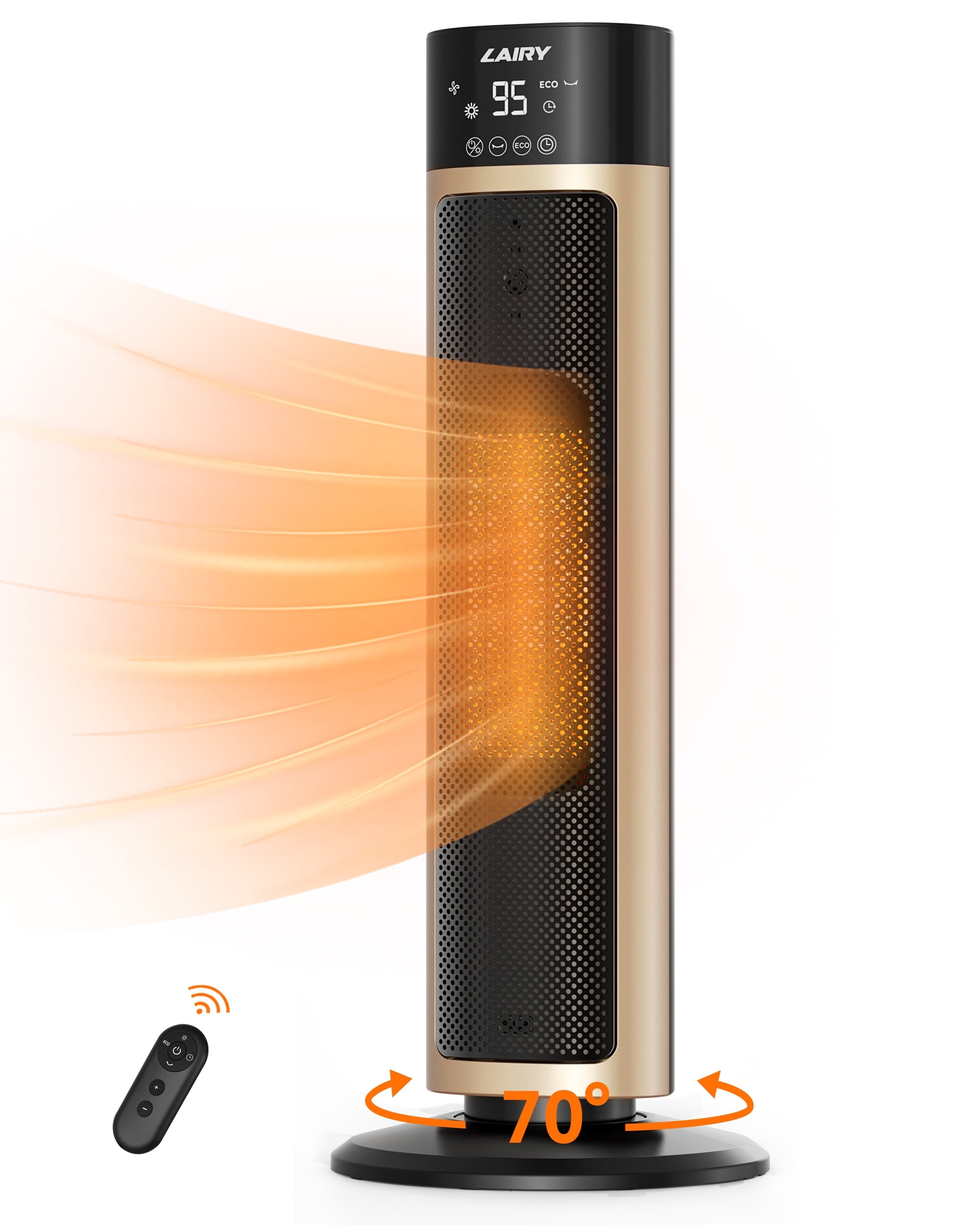 Lairy 1500W Electric Tower Space Heater with Remote and Adjustable Thermostat (Black, 24 in) i73d6