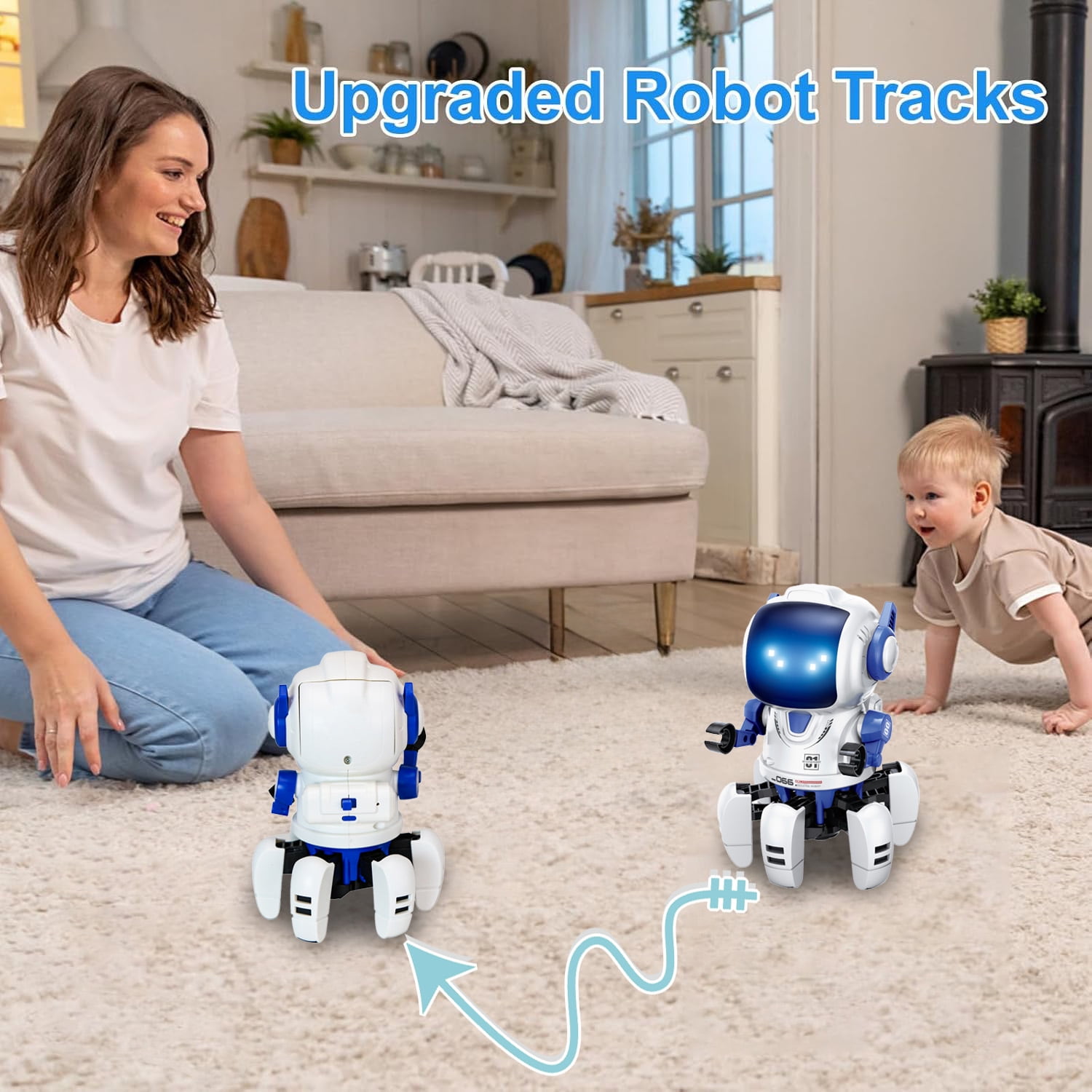Lvelia Intelligent Programmable RC Robot Toy, Interactive Walking Dancing Smart Robot with LED Eyes and Remote Control (White) 95pet
