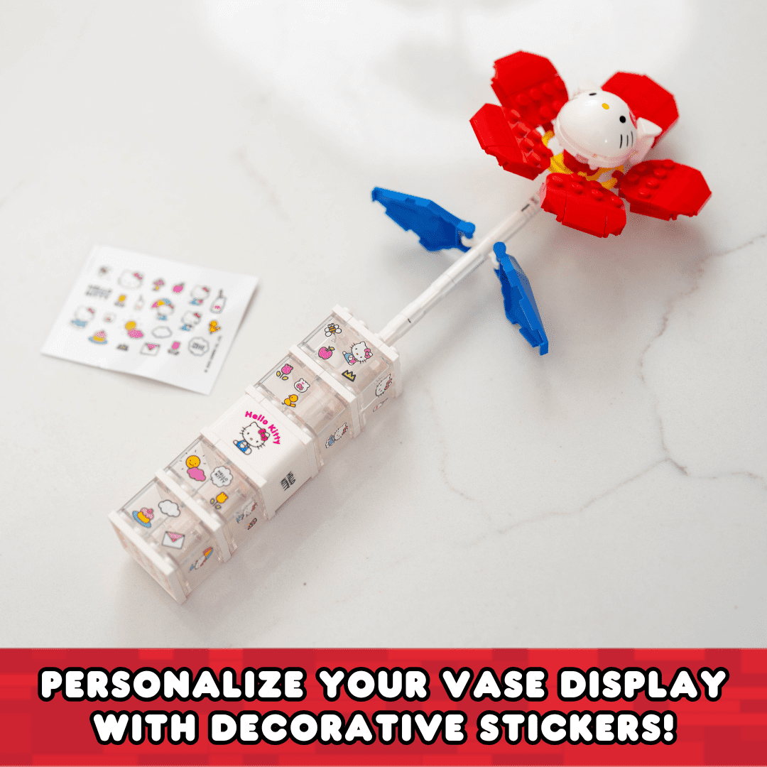 Brickcraft Hello Kitty Flower & Vase Building Kit (Decorative Floral Bouquet Set, 115 Pieces) tn9hd