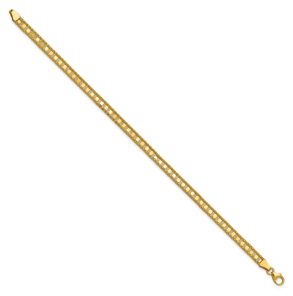 Jewels By Lux 14k Yellow Gold Polished and Textured Fancy Bracelet (Yellow, 7.5 in) qzhym