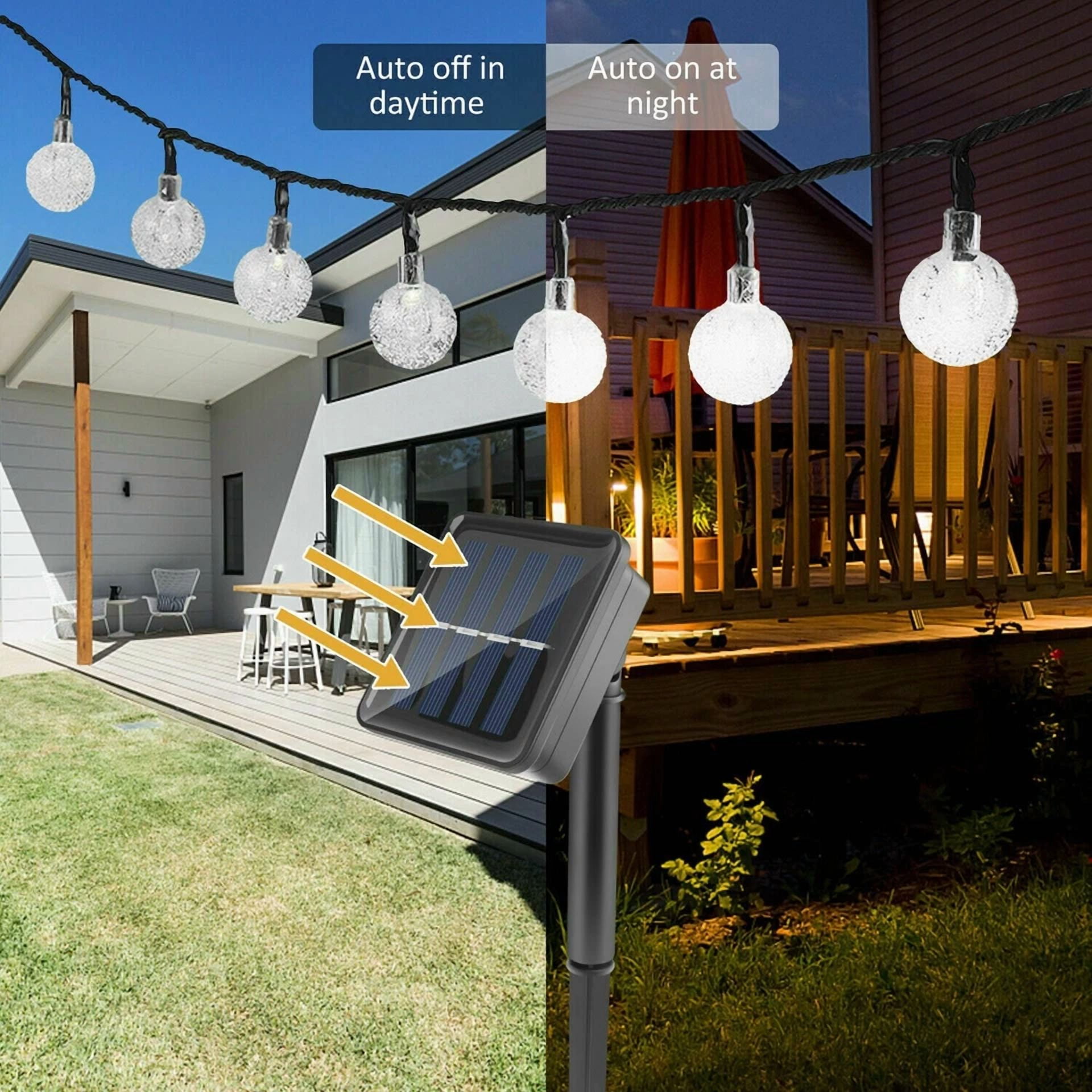 Purely Elizabeth 50 LED Solar String Lights Outdoor Waterproof Crystal Globe Lights for Garden Yard (25 ft) 16m90