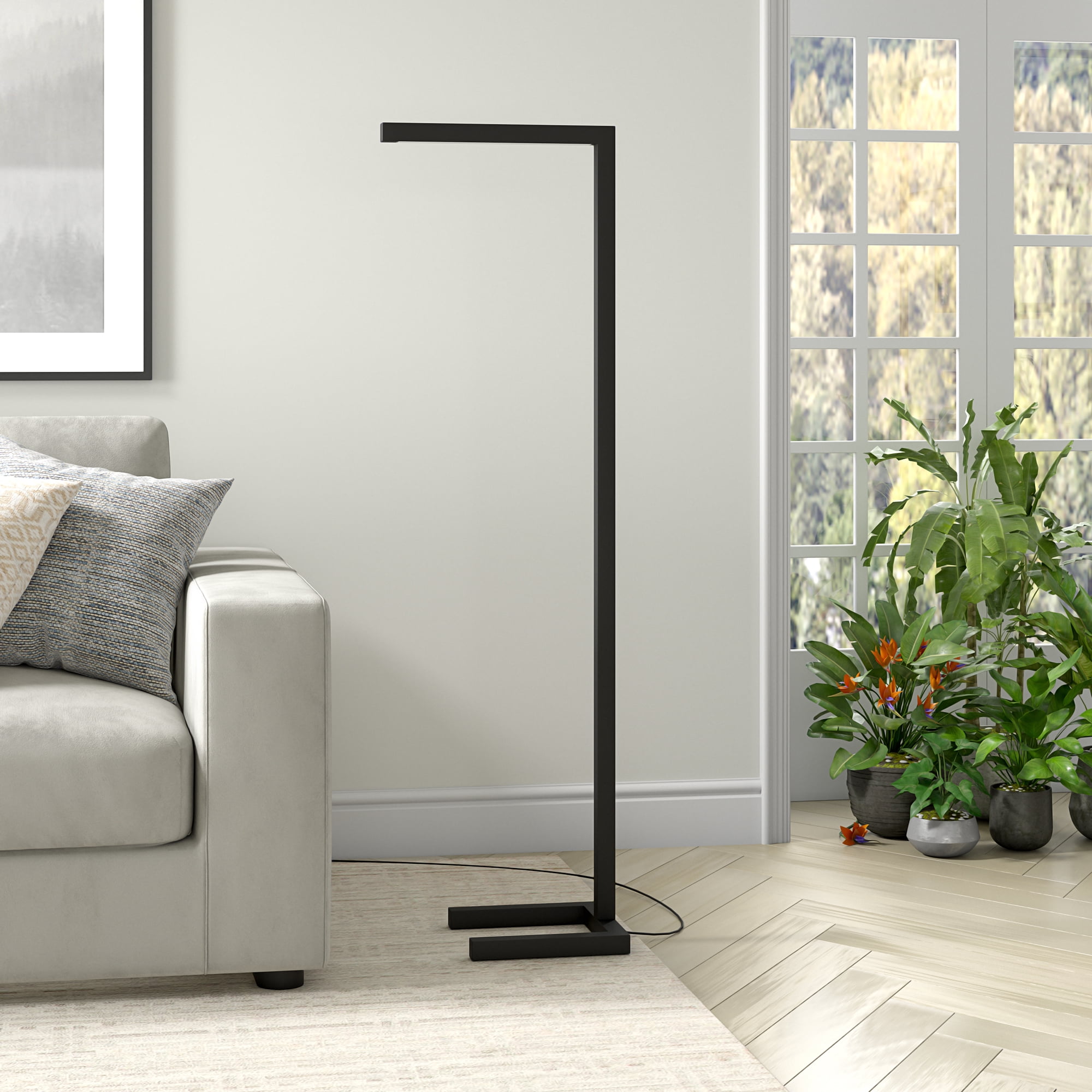 Evelyn&Zoe Malin Modern Metal Floor Lamp with Blackened Bronze Rectangle Shade (52 in) a32x4