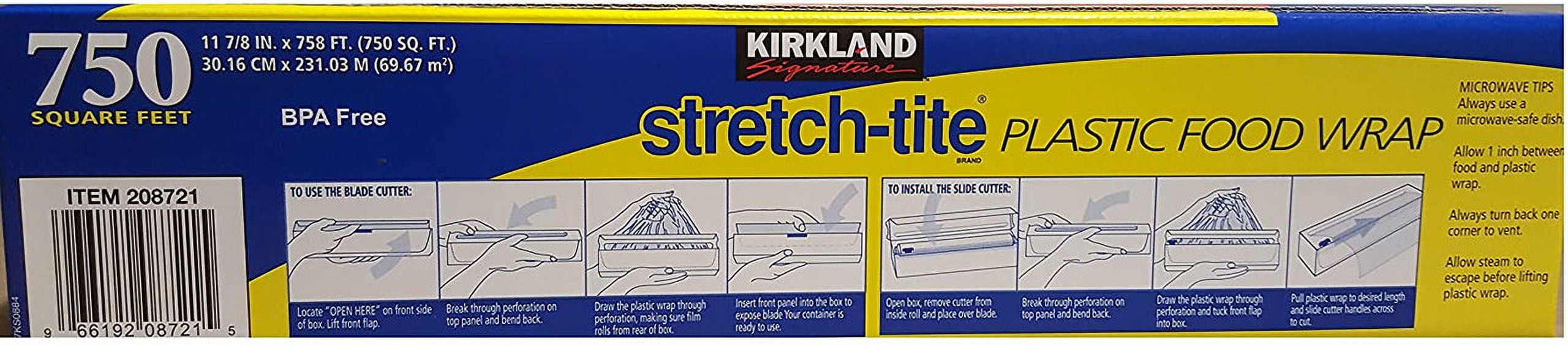 Kirkland Signature Stretch-Tite Plastic Food Wrap (Clear, 11.875 in x 750 ft) 8y7kp
