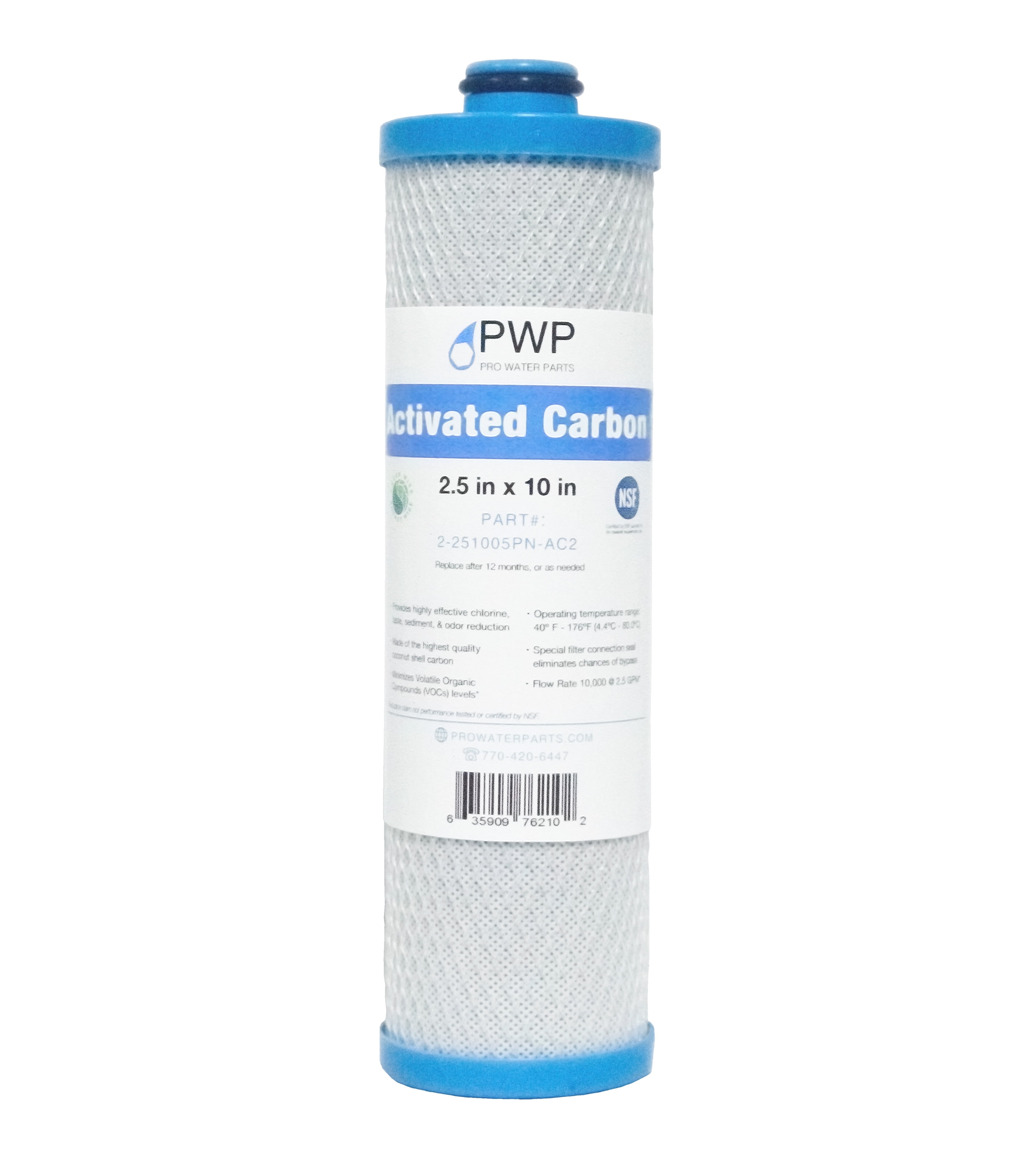 Pro Water Parts RV Water Filter Activated Carbon Block Replacement Cartridge (2.5 in x 10 in) r794s