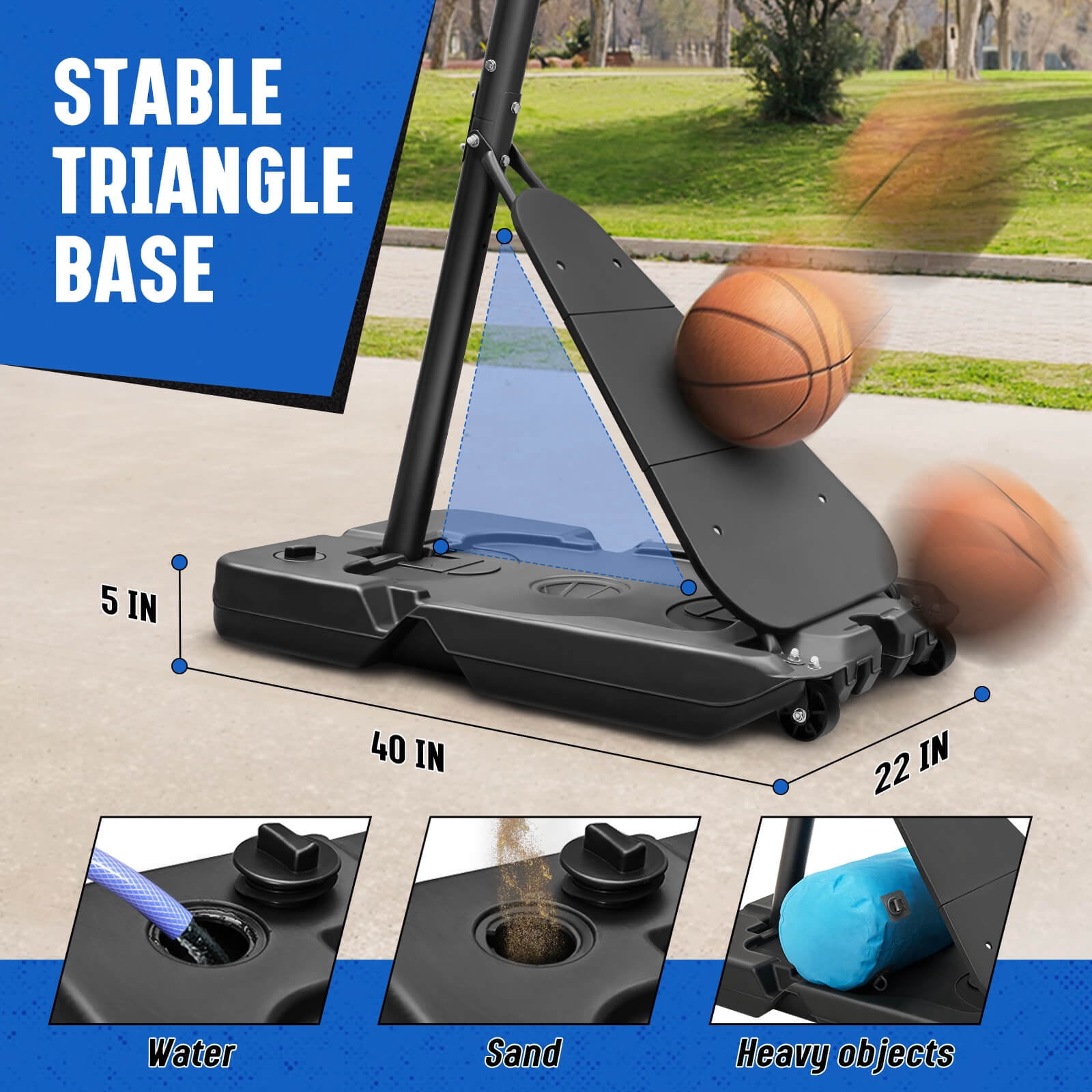 SERAY Adjustable Basketball Hoop System, Portable Basketball Goal with 40 in Shatterproof Backboard, Indoor/Outdoor Play (White, 3.4-10 ft) dvs1a