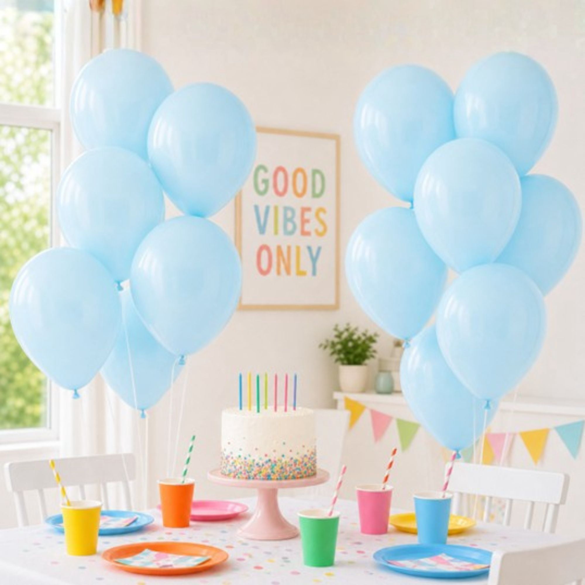 Way To Celebrate Latex Balloons, Festive Party Decor (Light Blue, 15 Pieces, 12 in) igu2w