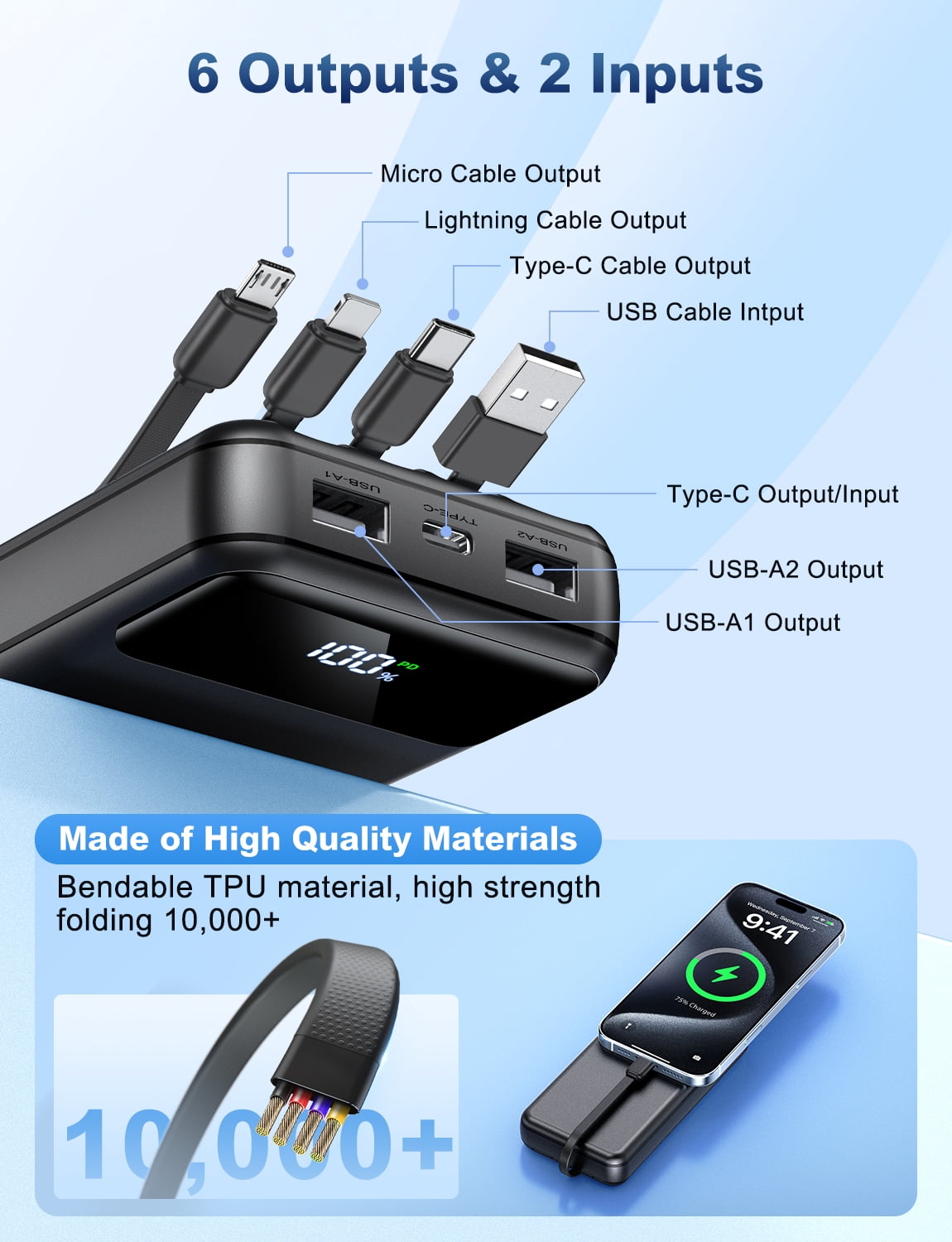 Breezio Portable Charger Power Bank 50000mAh High-Speed External Battery Pack (Black, 1.07 lb) 61wy5