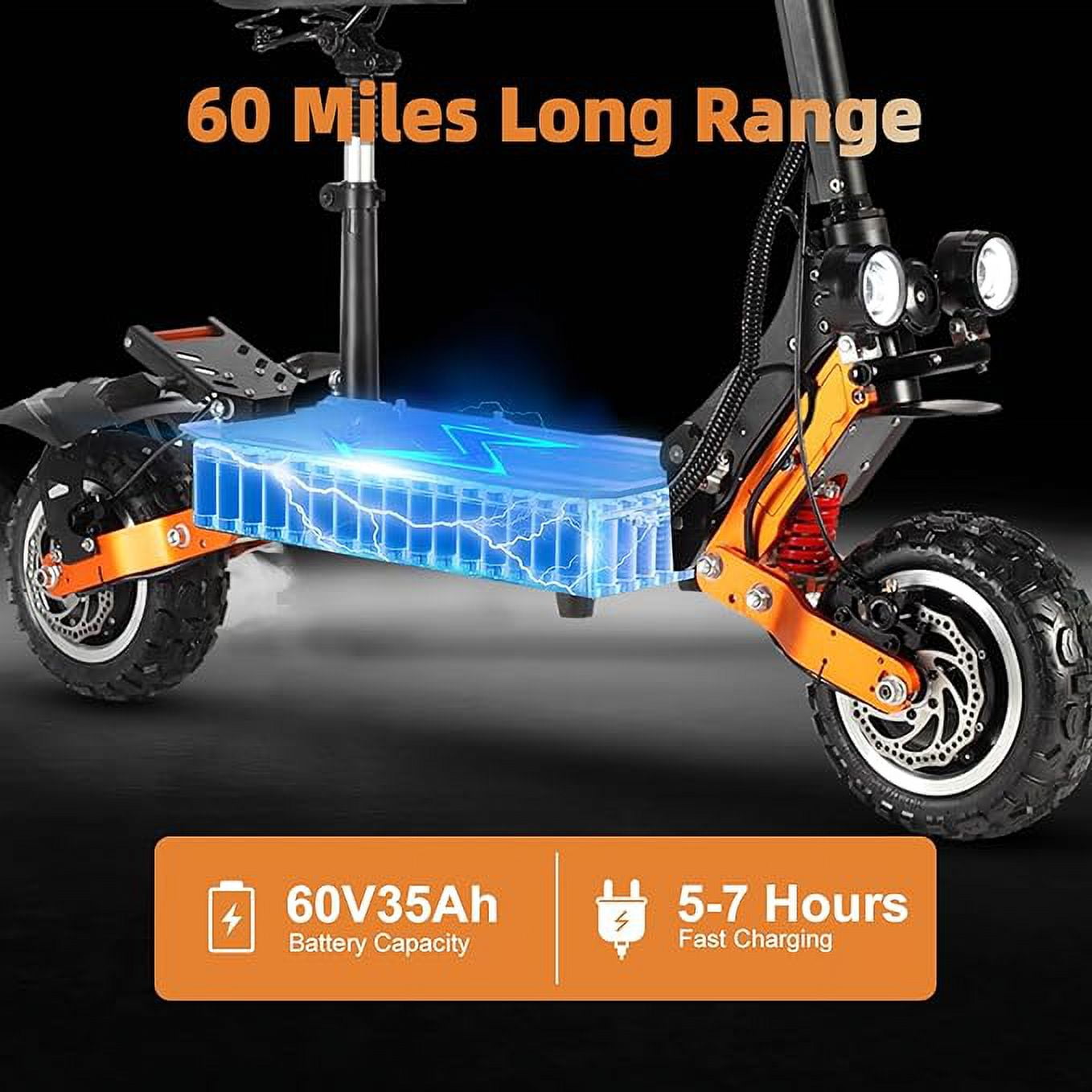 ZonDoo ZO01 Plus Electric Scooter, 6000W Dual Motor Off-Road E-Scooter with Seat (Black, 11 in) g5m31