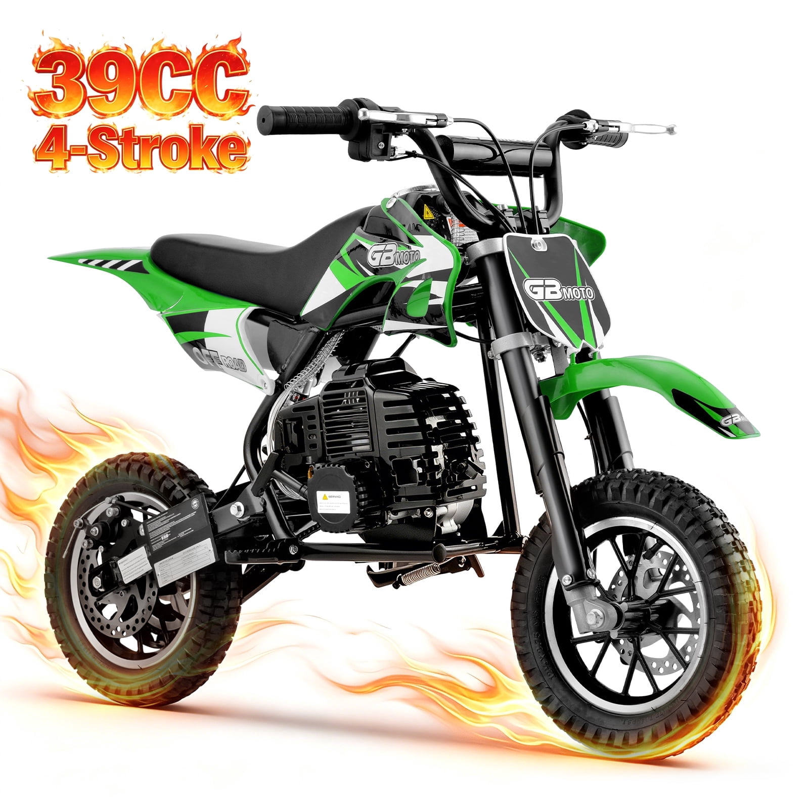 IVFJFV 39cc 4-Stroke Gas Dirt Bike for Beginners, Mini Off-Road Motorcycle with Disc Brakes and Rear Suspension (Green, 48 lb) 5981e
