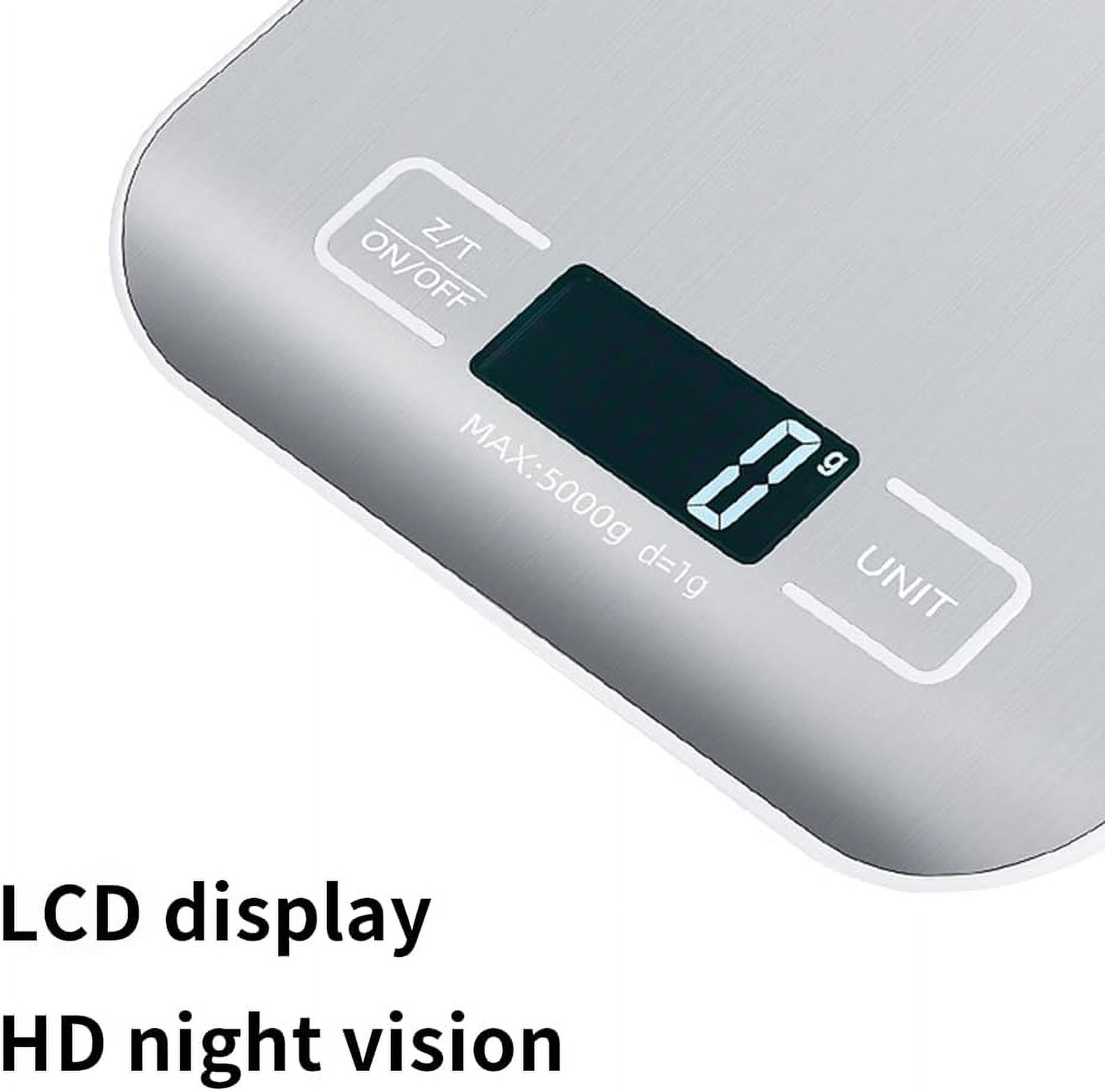 COWIN Digital Kitchen Food Scale with Precise Sensors and LCD Display (Silver, 11 lb Capacity) 0p7tw