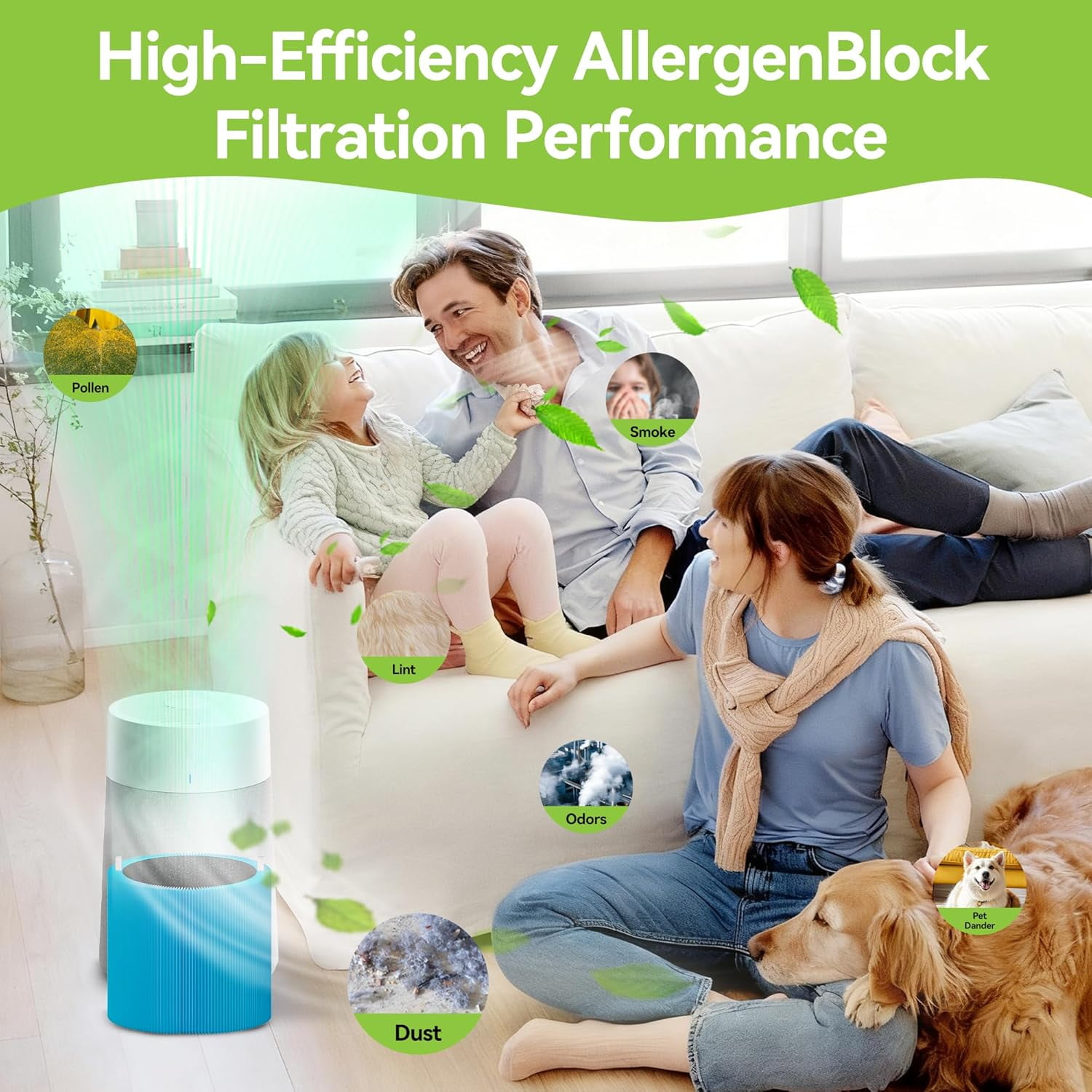 wuwuclear AllergenBlock Air Purifier Replacement Filter for Blue Pure 511i Max (Blue, 2 Pack) 2rx7l