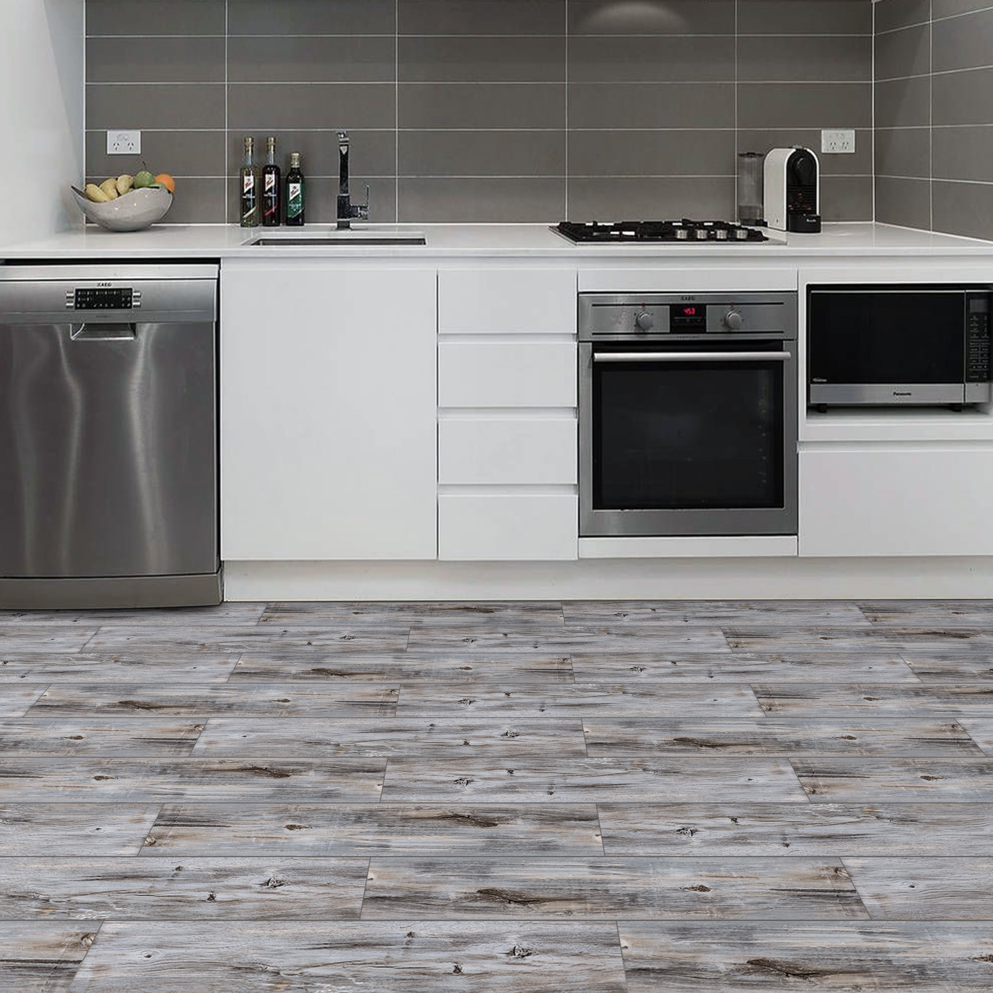 UMIGGEE Peel and Stick Vinyl Floor Tiles, Self-Adhesive Wood Grain Flooring for Home Decor (Multi-color, 10-Pack, 6 in x 35 in) xr6c3
