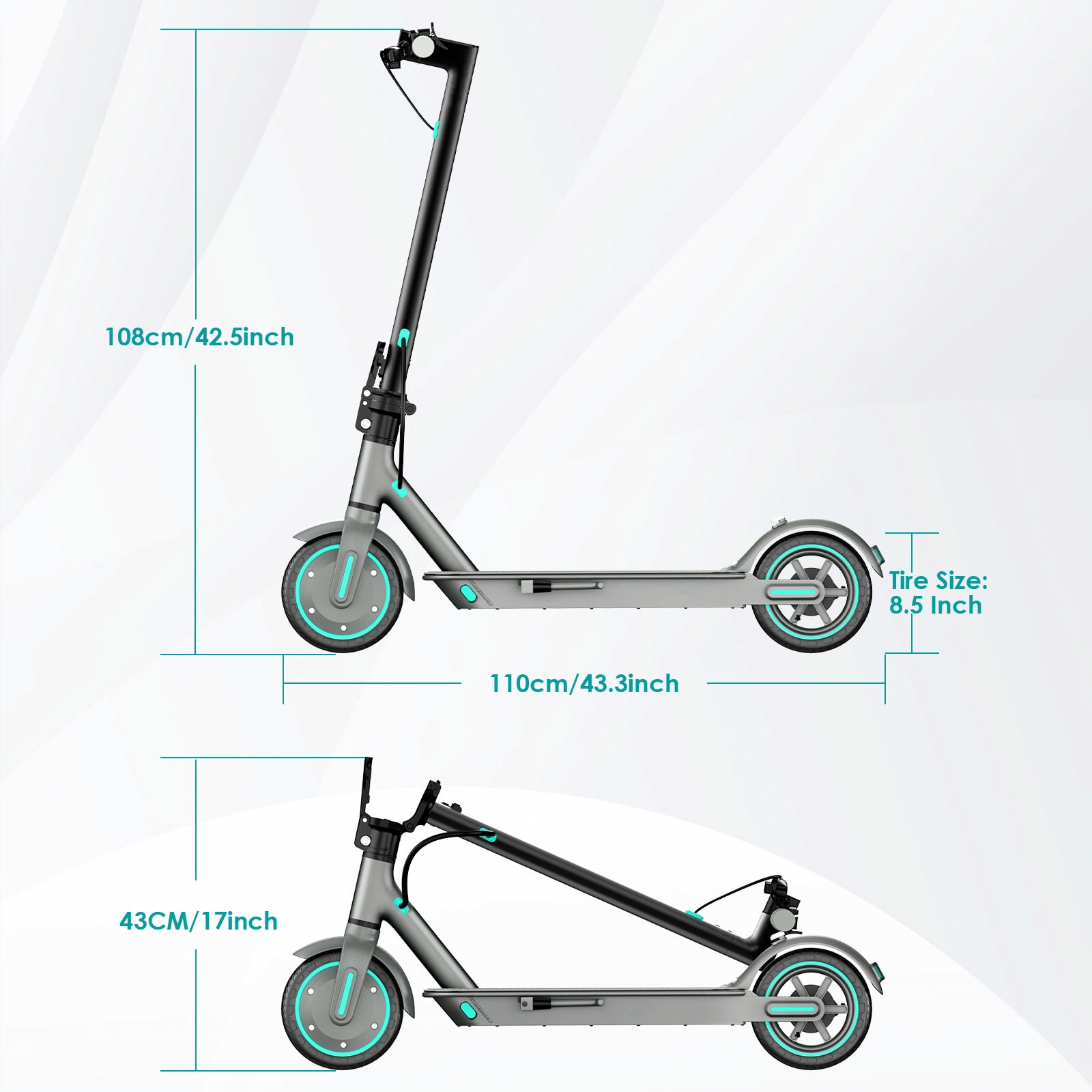 VortexRider Electric Scooter for Adults 350W Motor Folding Commuting E-Scooter (Blue, 8.5 in Tires) luq7g