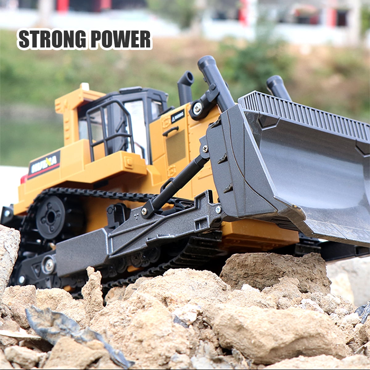 Fisca 1/16 Remote Control Bulldozer, RC Construction Tractor with Metal Ripper and Lights (Yellow, 14.8 in) tk2ok