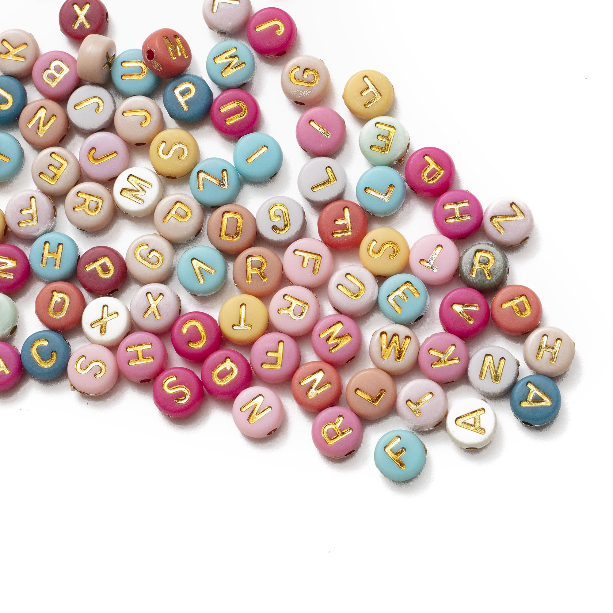 CousinDIY Round Alphabet Bead Mix for Jewelry Making and Crafting (Pink, 4.9 oz) fb7h8