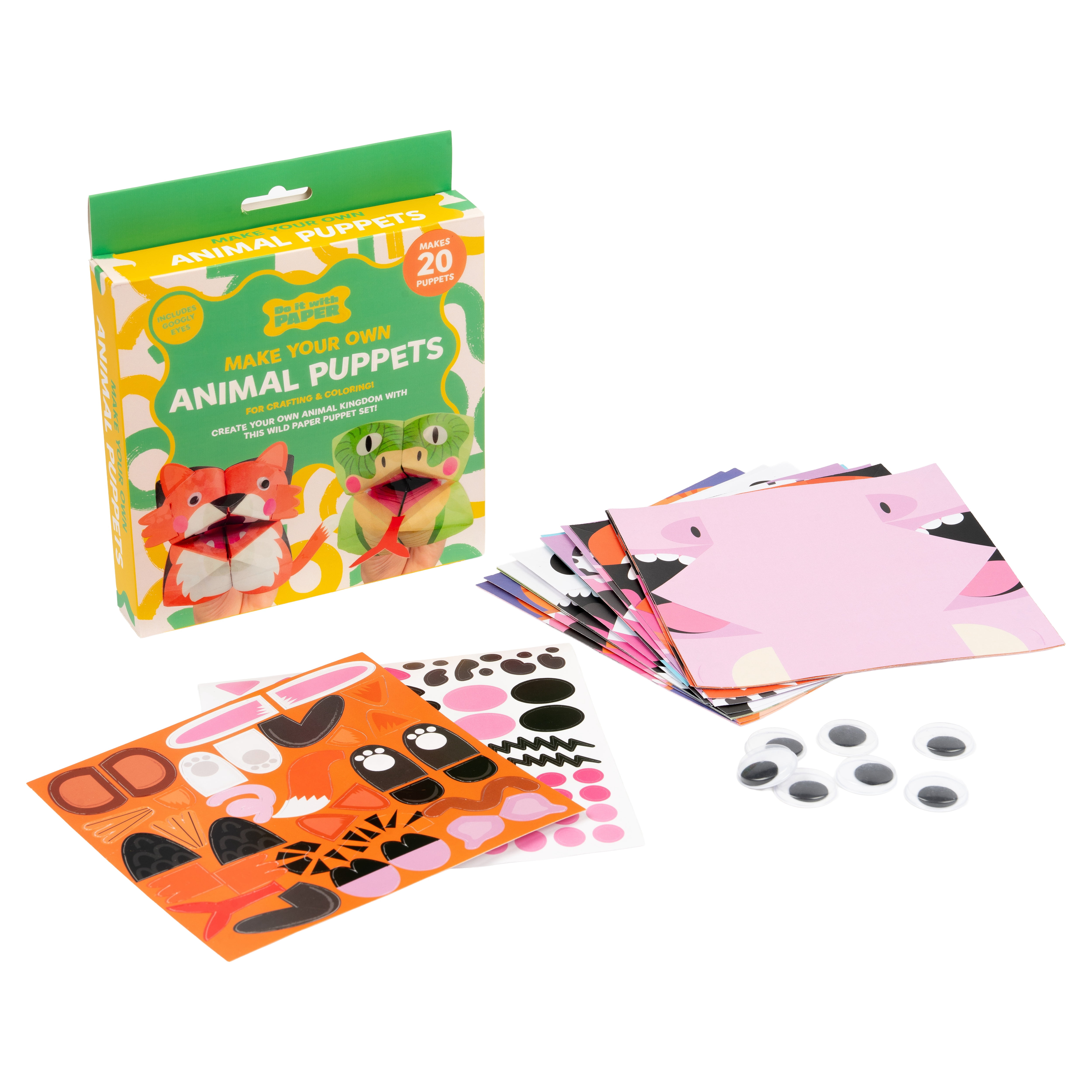 Professor Puzzle Make Your Own Animal Hand Puppets DIY Craft Activity Set (10 Pack) 2wsed