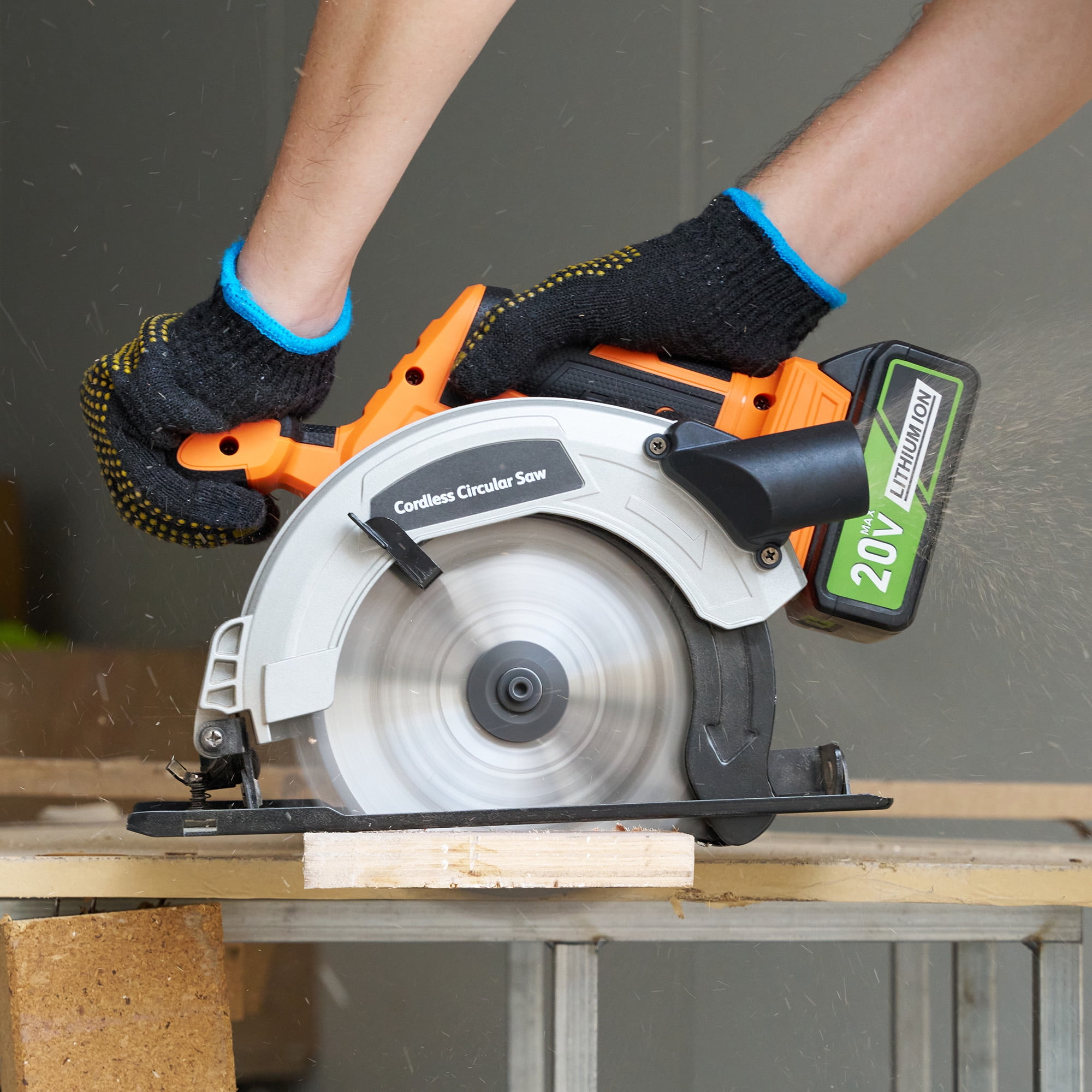 GASKY 20V Cordless Circular Saw, Brushless Power Tool for Wood Cutting with 4.0Ah Battery (Black, 7-1/4 in) qposg
