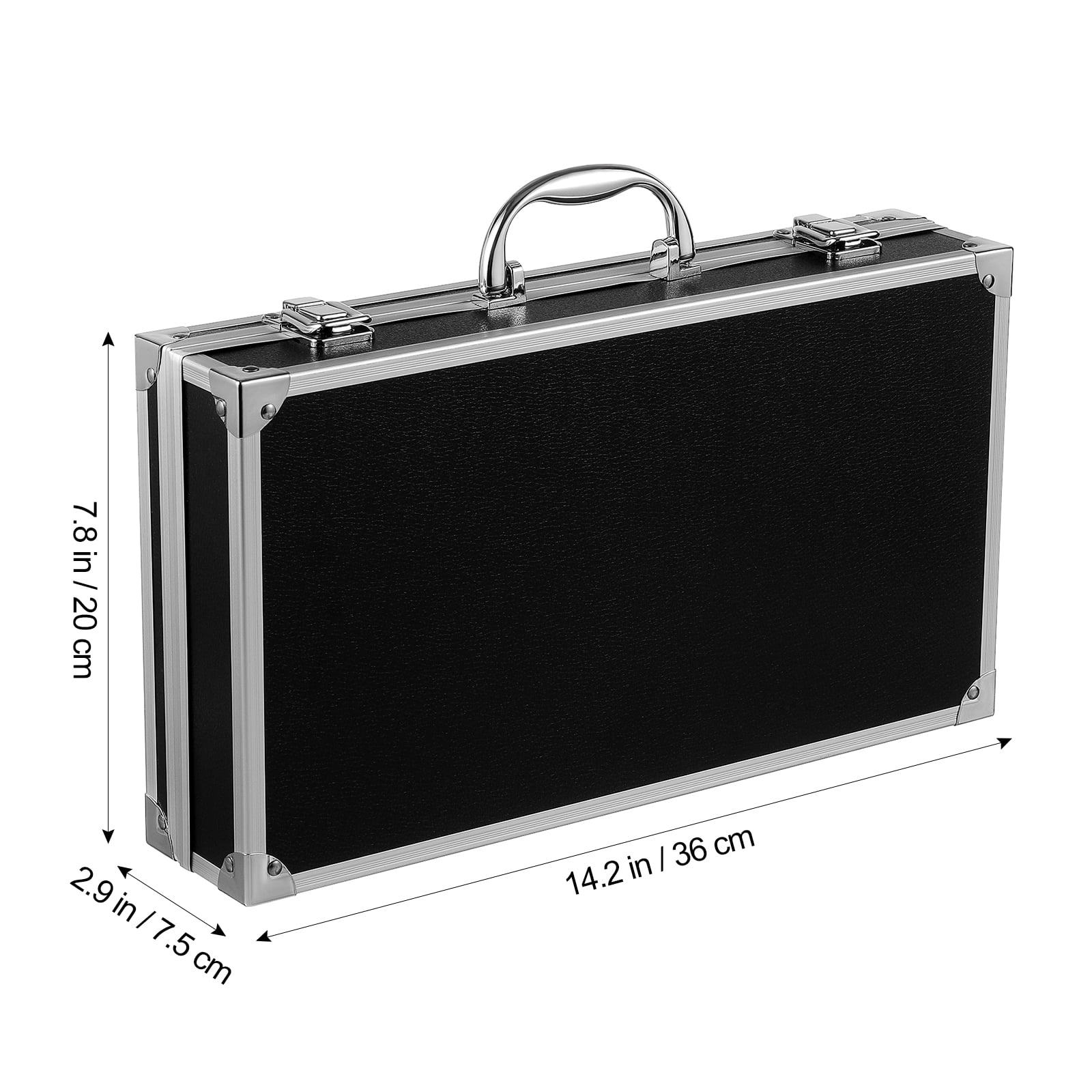 Qifull Lockable Aluminum Alloy Carrying Case, Secure Medicine Box with Combination Lock, Shockproof Storage Organizer (Black, 14.15 x 7.86 x 2.95 in) 0z0yk