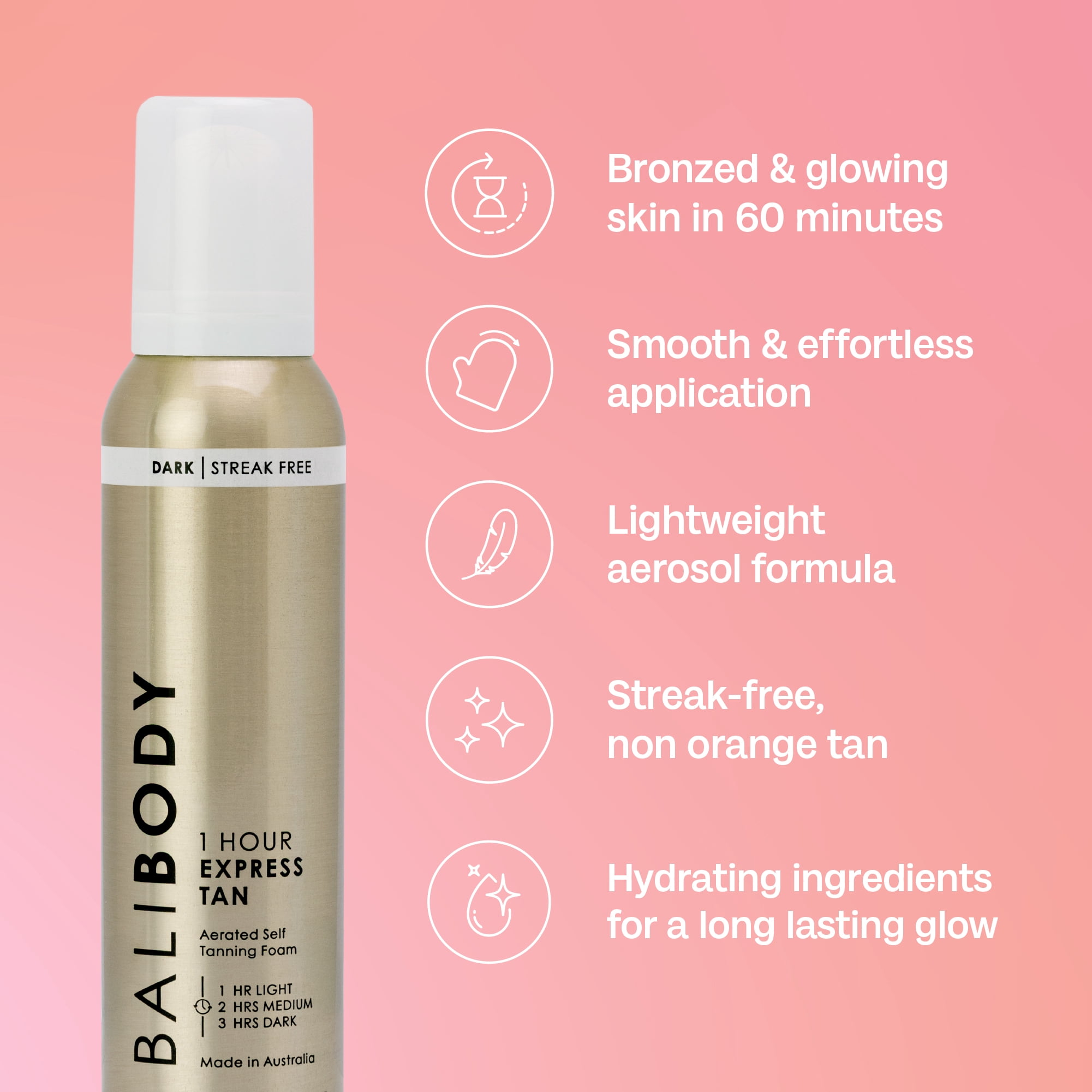 Bali Body Aerated Self Tanner Foam Express Dark (Dark, 4.05 fl oz) pliub