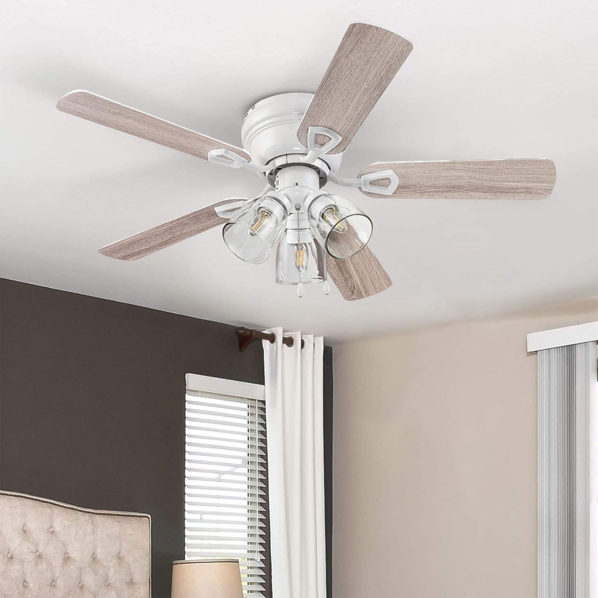 Portage Bay Renton Ceiling Fan with Quiet Reversible Motor and LED Light (Brushed Nickel, 52 in) 6b6oj