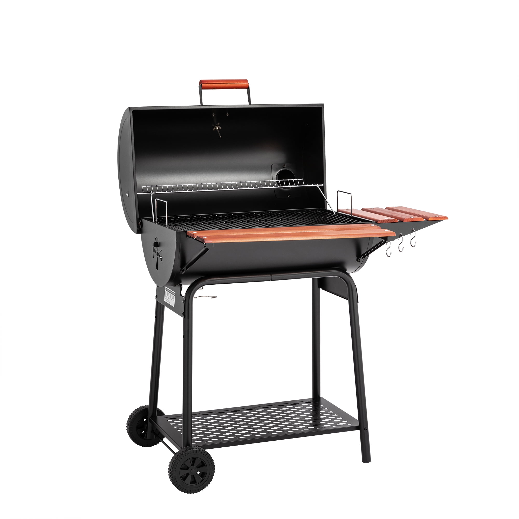 Royal Gourmet CC1830V 30 in Barrel Charcoal Grill with Side and Front Tables (Black) kqitm