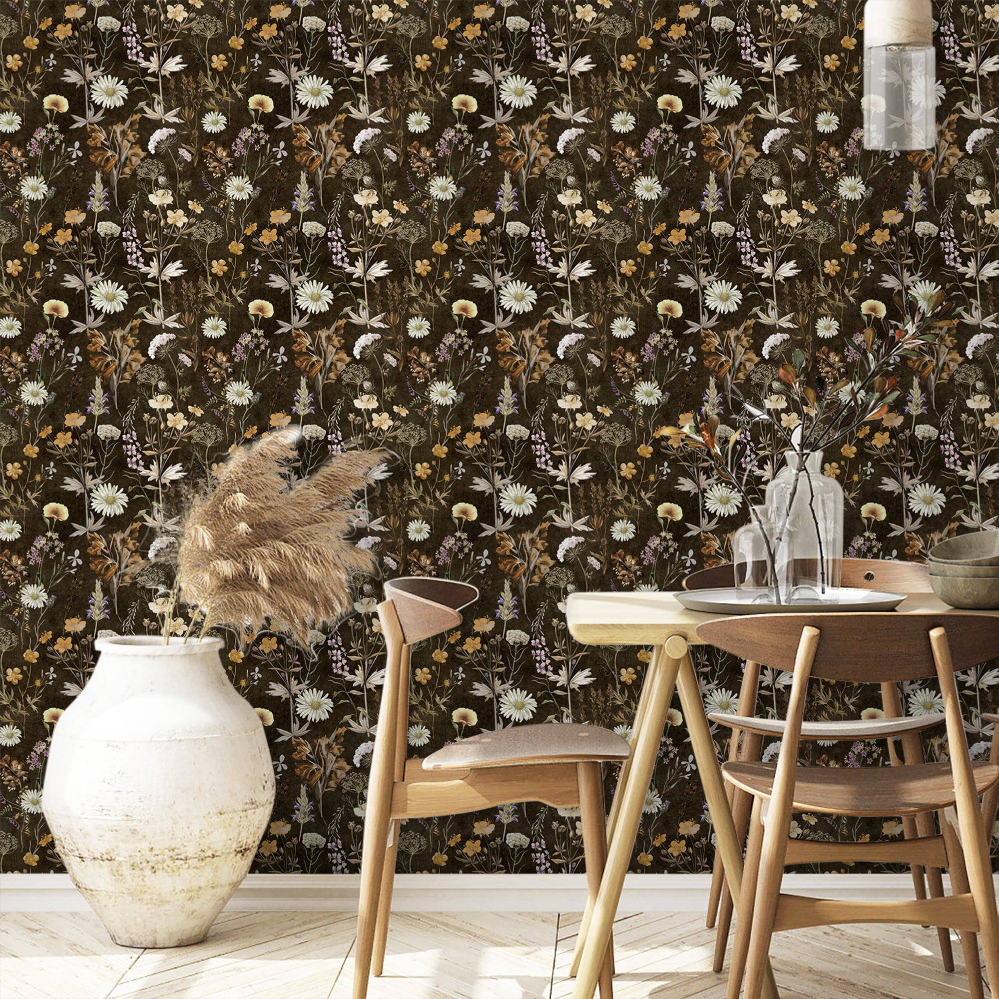 UMIGGEE Floral Retro Peel and Stick Wallpaper, Removable Self-Adhesive Wall Covering for Furniture and Home Decor (Multi-color, 17.3-in x 118-in) zqkdc