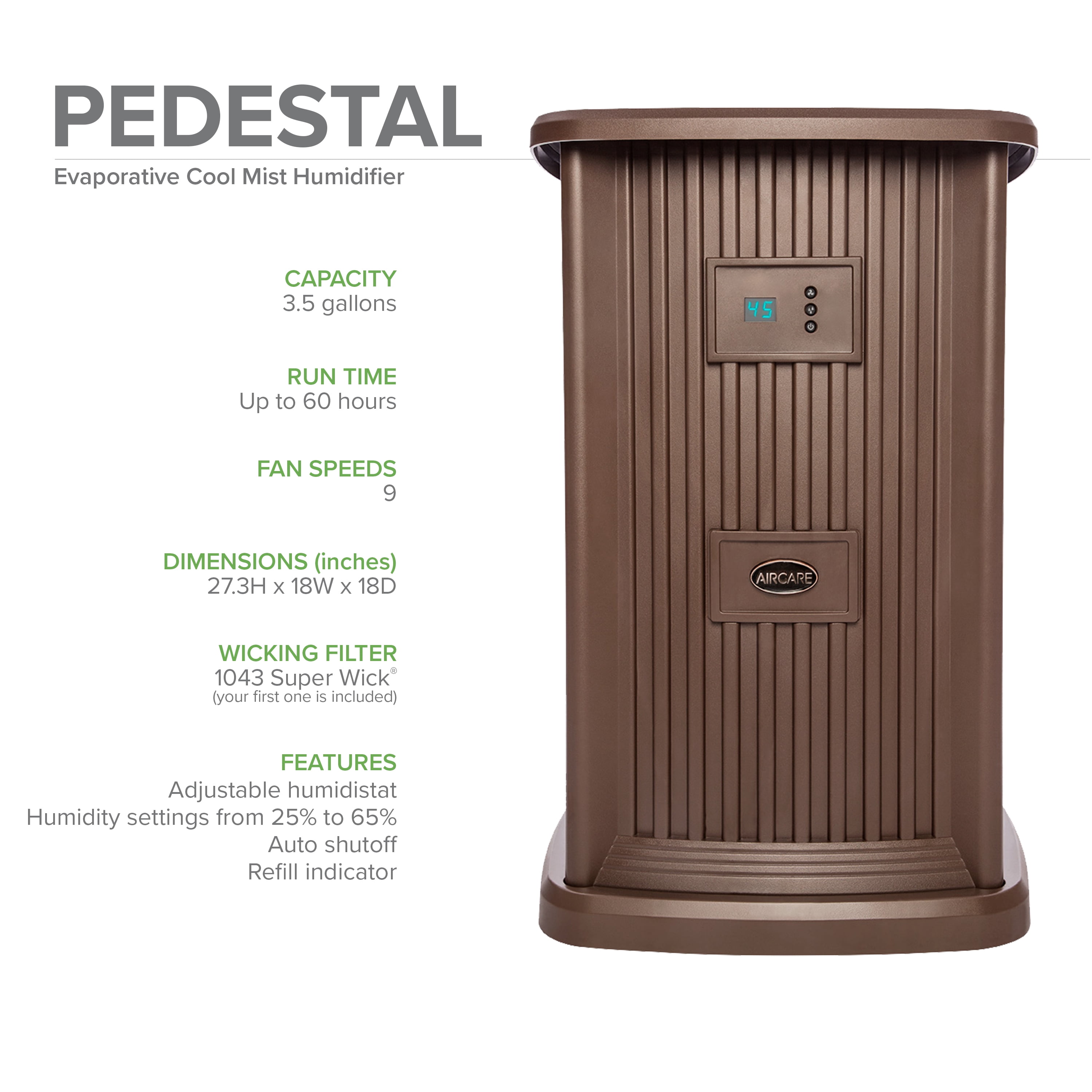 AIRCARE Style Pedestal Evaporative Humidifier for Whole House (Nutmeg, 2400 sq ft) imu93