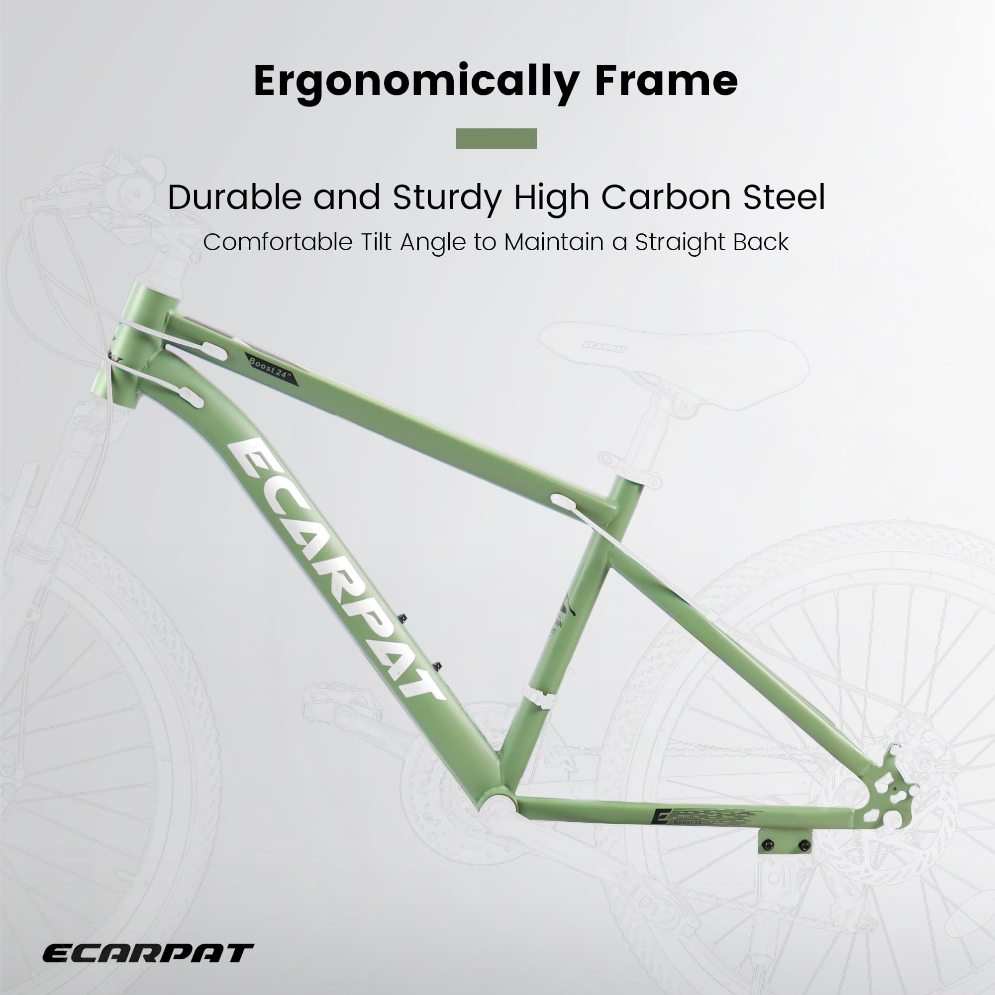 Ambifirner 24 Inch Mountain Bike, 21-Speed High-Carbon Steel Frame with Mechanical Disc Brakes and Front Suspension (Green, 24 in) 96z9o