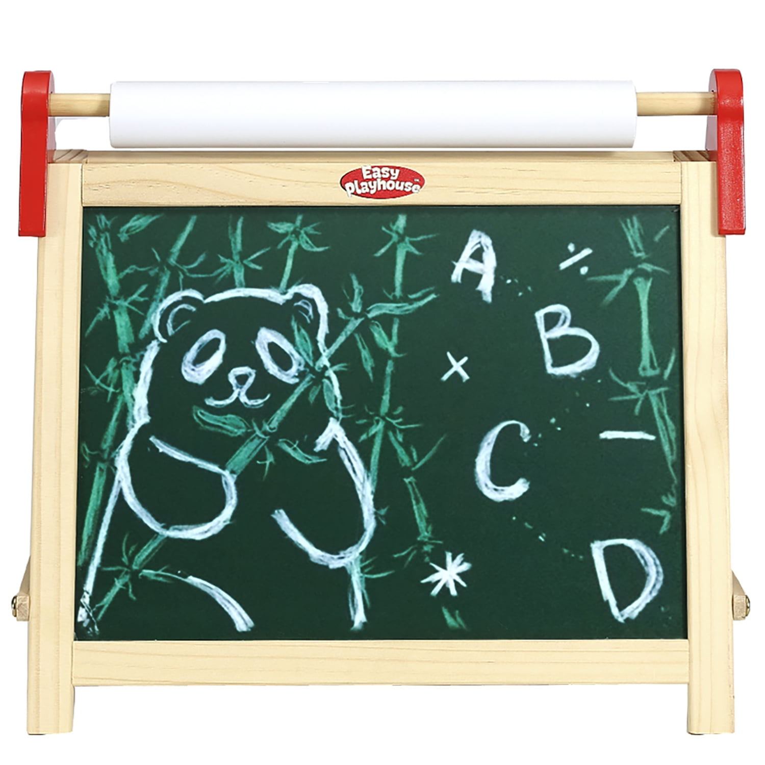 Easy Playhouse Wooden Tabletop Double-Sided Kids Easel with Magnetic Whiteboard and Chalkboard (White, 15.35 in x 11.8 in) oc080