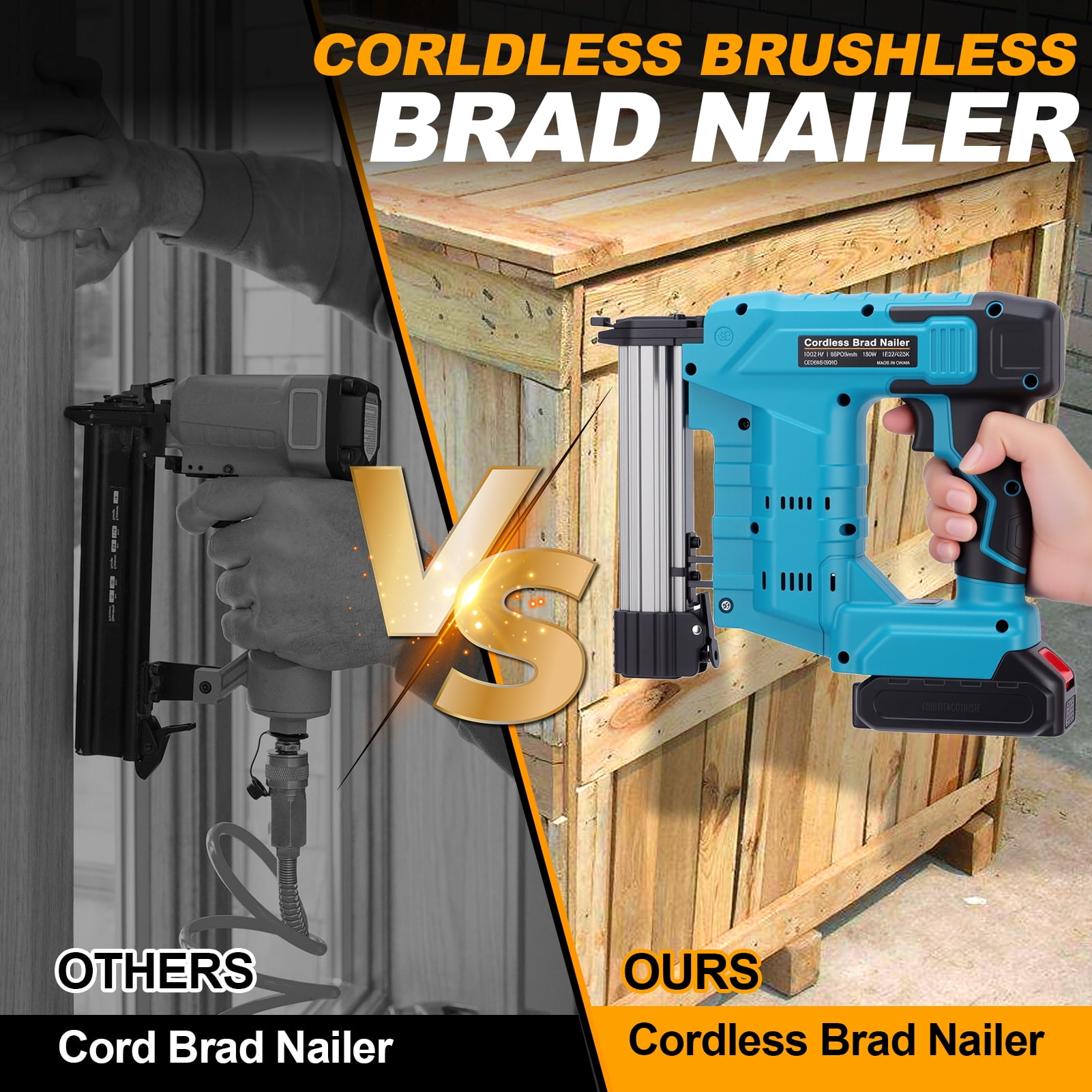 Ldyso Cordless Brushless Nail Gun, 18 Gauge 2-in-1 Brad Nailer and Staple Gun Kit with 2 Batteries, Charger, and 2000 Fasteners (20V) gmwvt