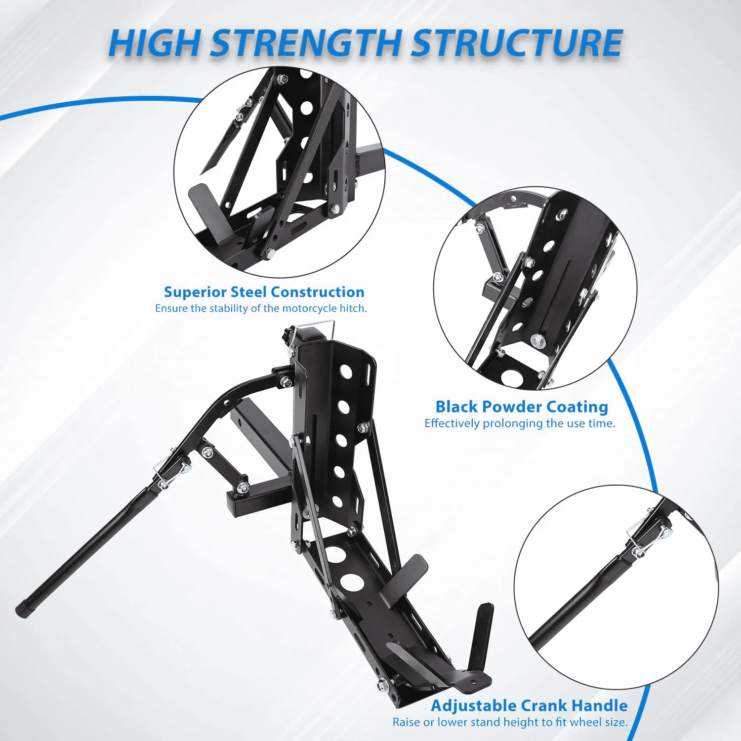 Kojem Motorcycle Trailer Hitch Carrier Tow Dolly Hauler Mount Rack (Glossy Black, 800 lb Capacity) j01oe