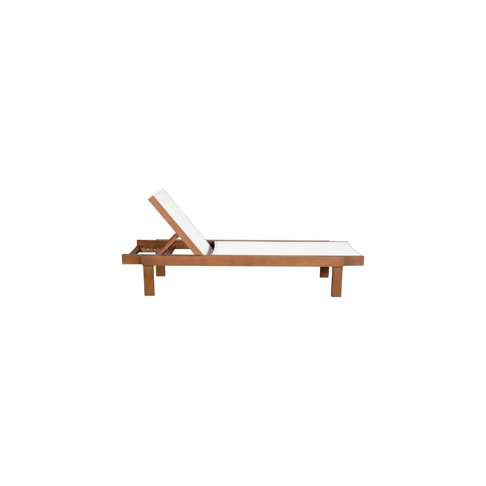 Meridian Furniture Tulum Outdoor Patio Lounger, Adjustable Teak Wood Sun Chair (Off White, 32.6 in) h9n8y