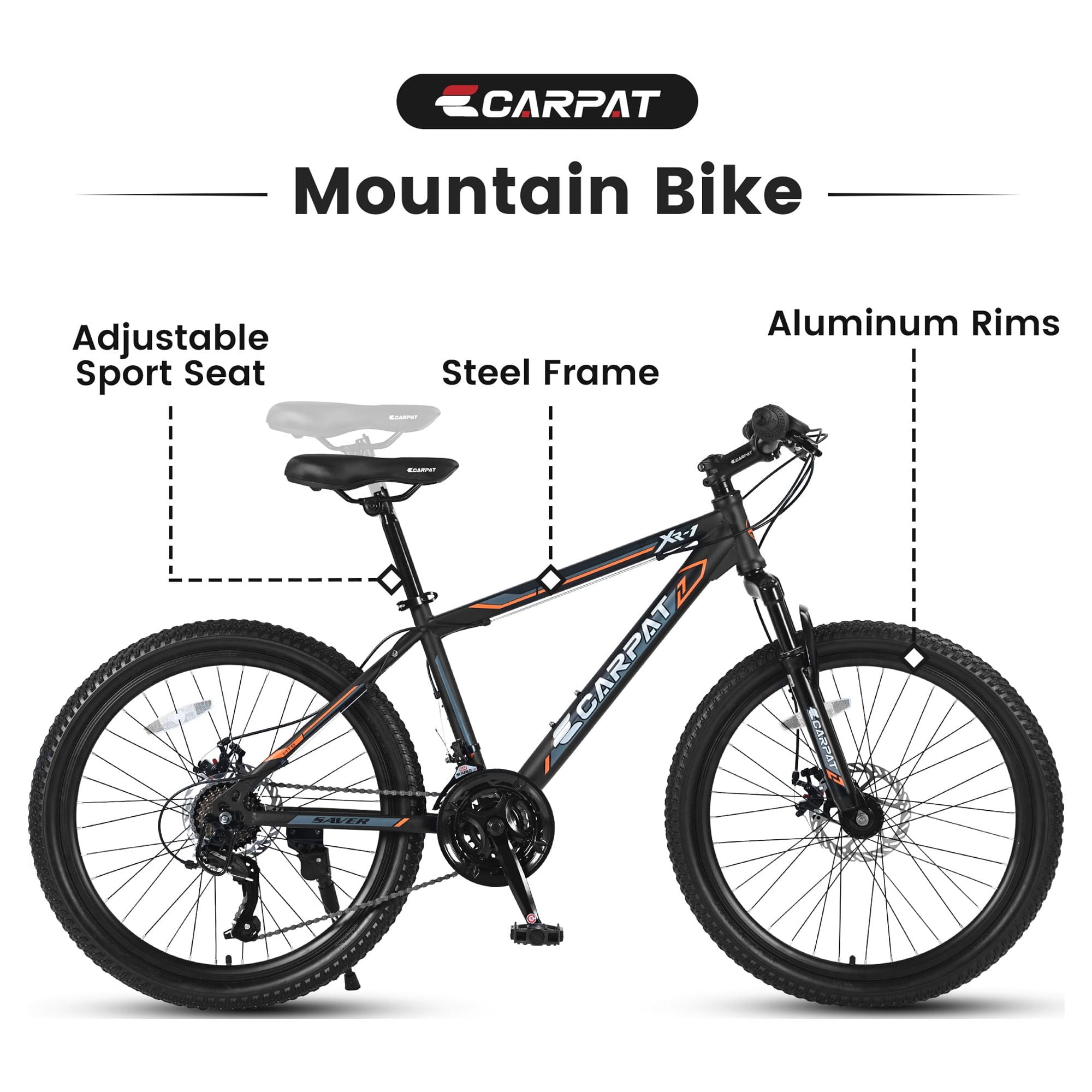 Ambifirner 24 Inch Mountain Bike with 7-21 Speed Shifting System (Orange, 24 in) e41yz