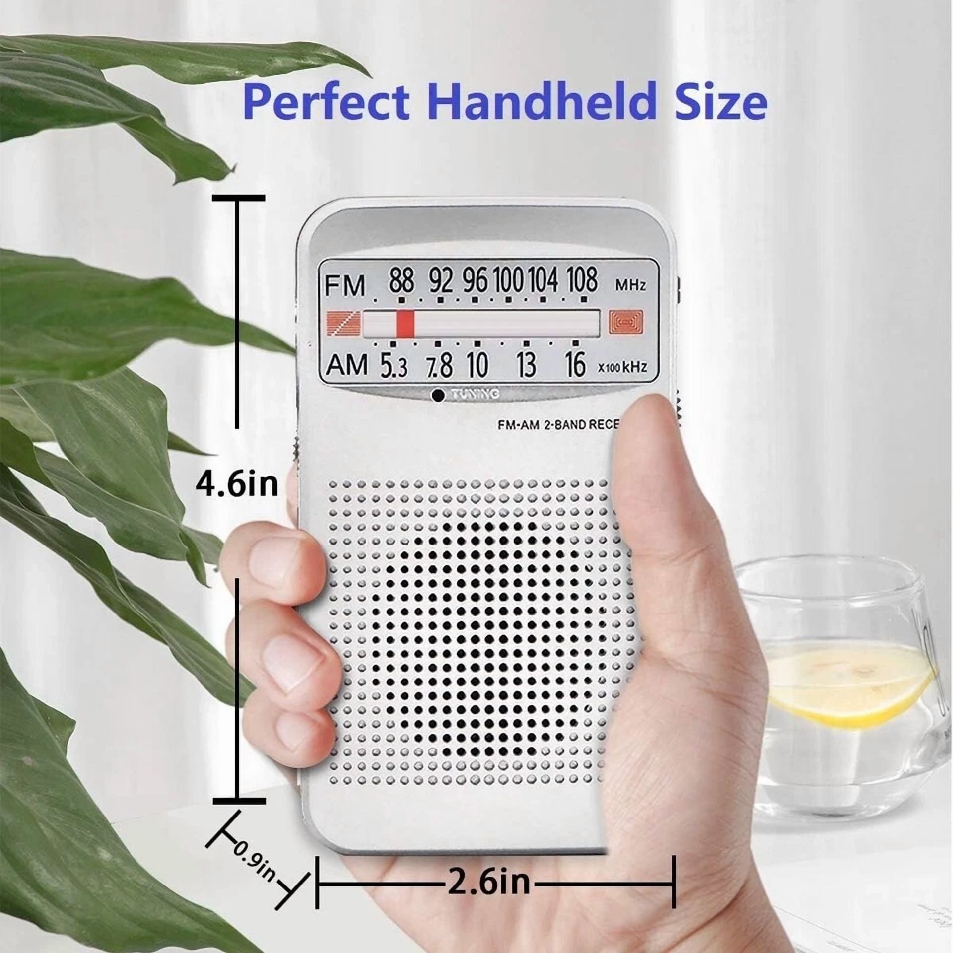 YANI AM FM Portable Pocket Radio, Compact Transistor Radio with High Sensitivity Reception (Black, 1 Pack) wl9y3