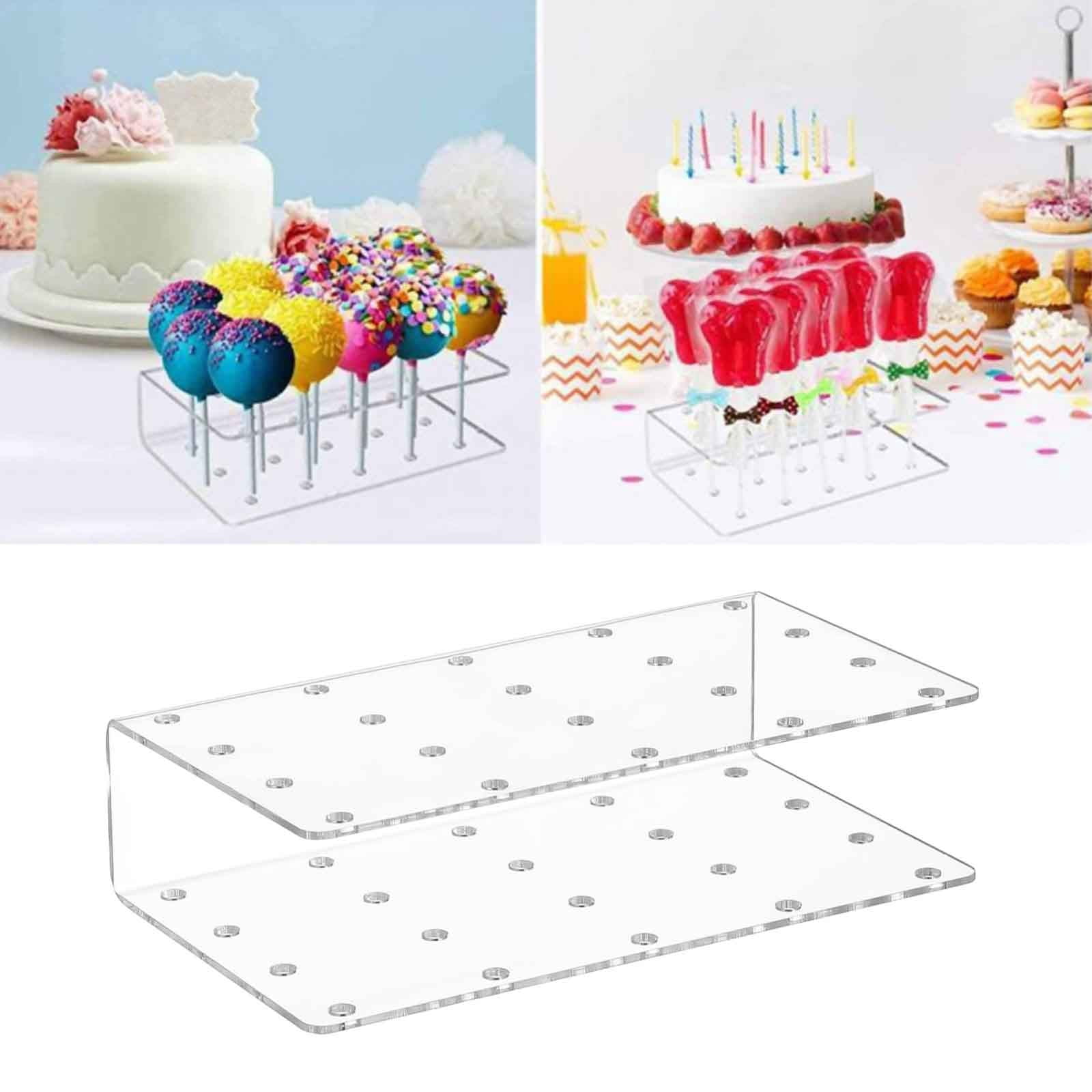 Liulin Cake Pop Stand, 20-Hole Clear Acrylic Lollipop Display Holder for Parties and Weddings (Clear, 6.3 in x 3.5 in x 1.5 in) vw6wj