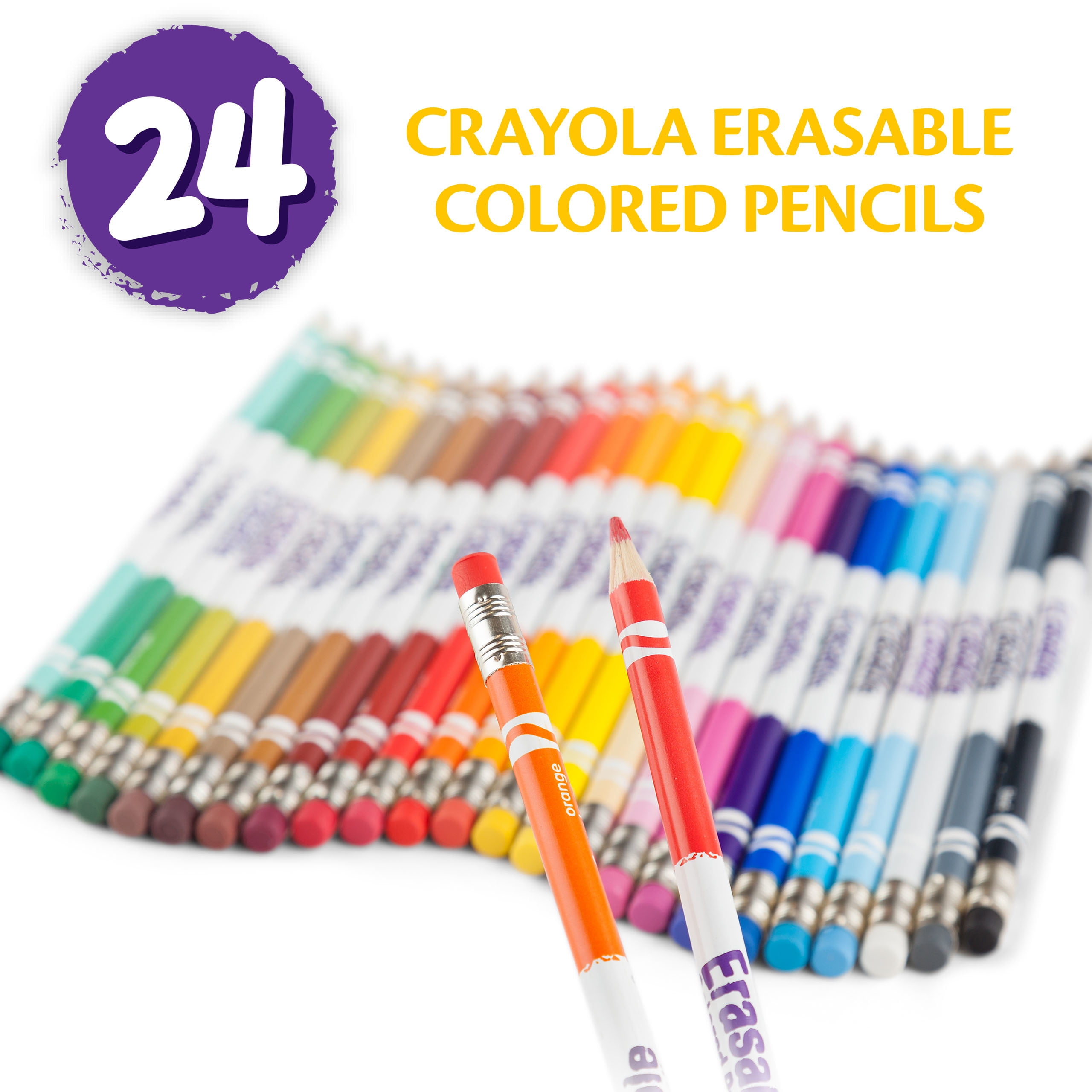 Crayola Erasable Colored Pencils, Vibrant Drawing Art Supplies for Students and Teachers (Assorted Colors, 24 Count) ues0w