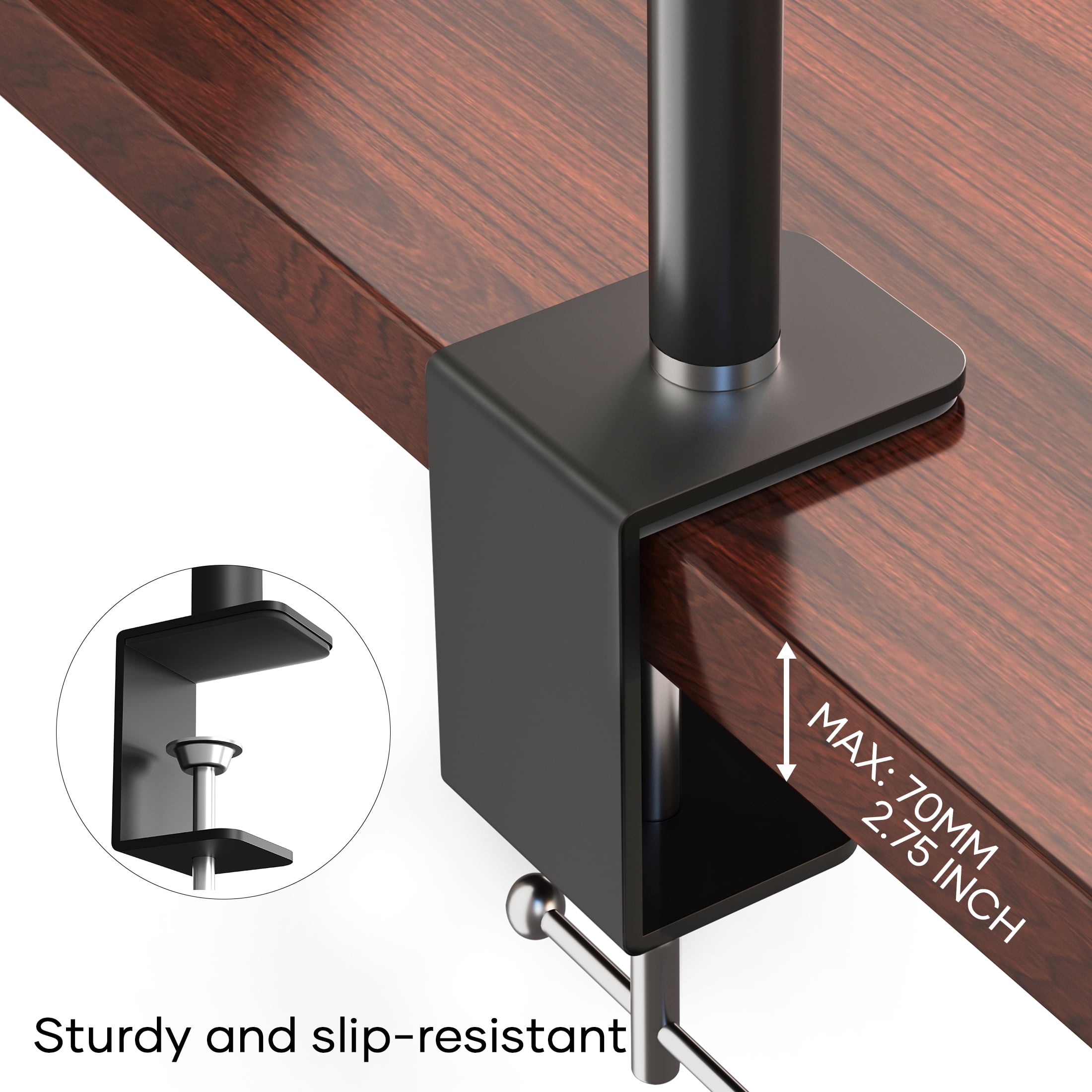 ORFELD LED Desk Lamp with Clamp, Stepless Dimming, Flexible Gooseneck for Office & Home (Black, 17 in) flcx4