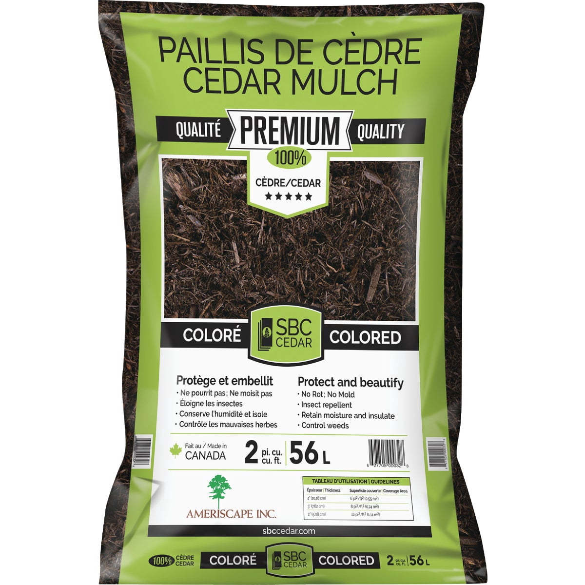 SBC Dyed Cedar Mulch for Garden Landscaping and Weed Control (Brown, 2 cu. ft.) s41t5