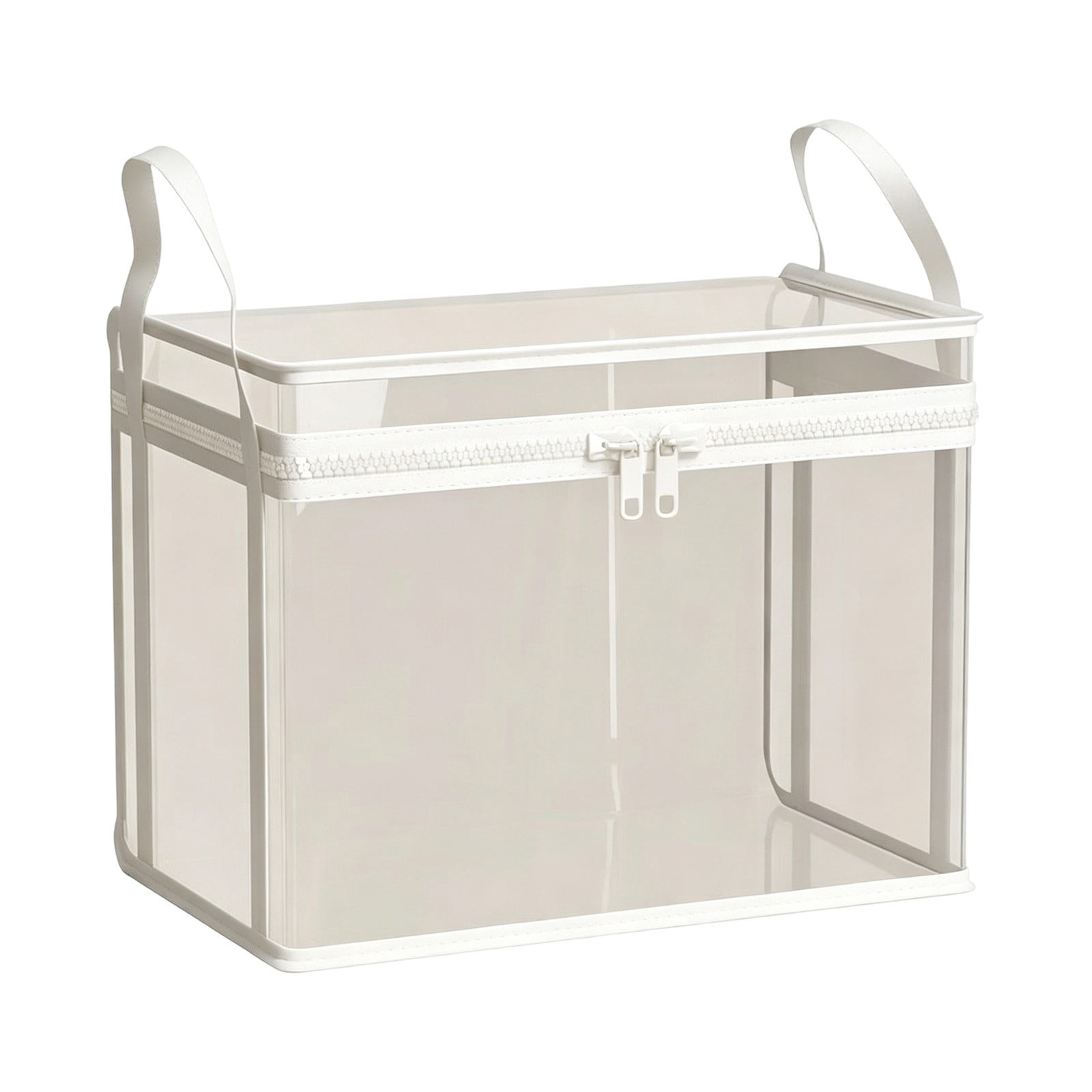 BIWEUTYDYS Heavy Duty Clear PVC Storage Box with Lid, Collapsible Book and Clothing Organizer (Clear, Medium) n14ck
