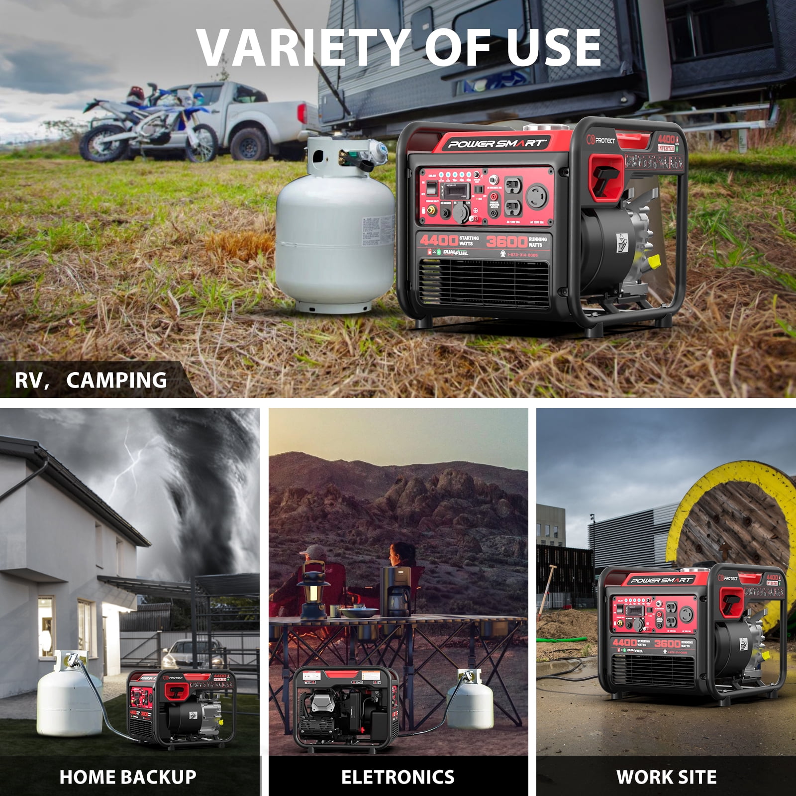 PowerSmart 4400-Watt Dual Fuel Portable Generator with CO Sentry (Gas/Propane, 20.3 fl oz Oil Capacity) thdwg